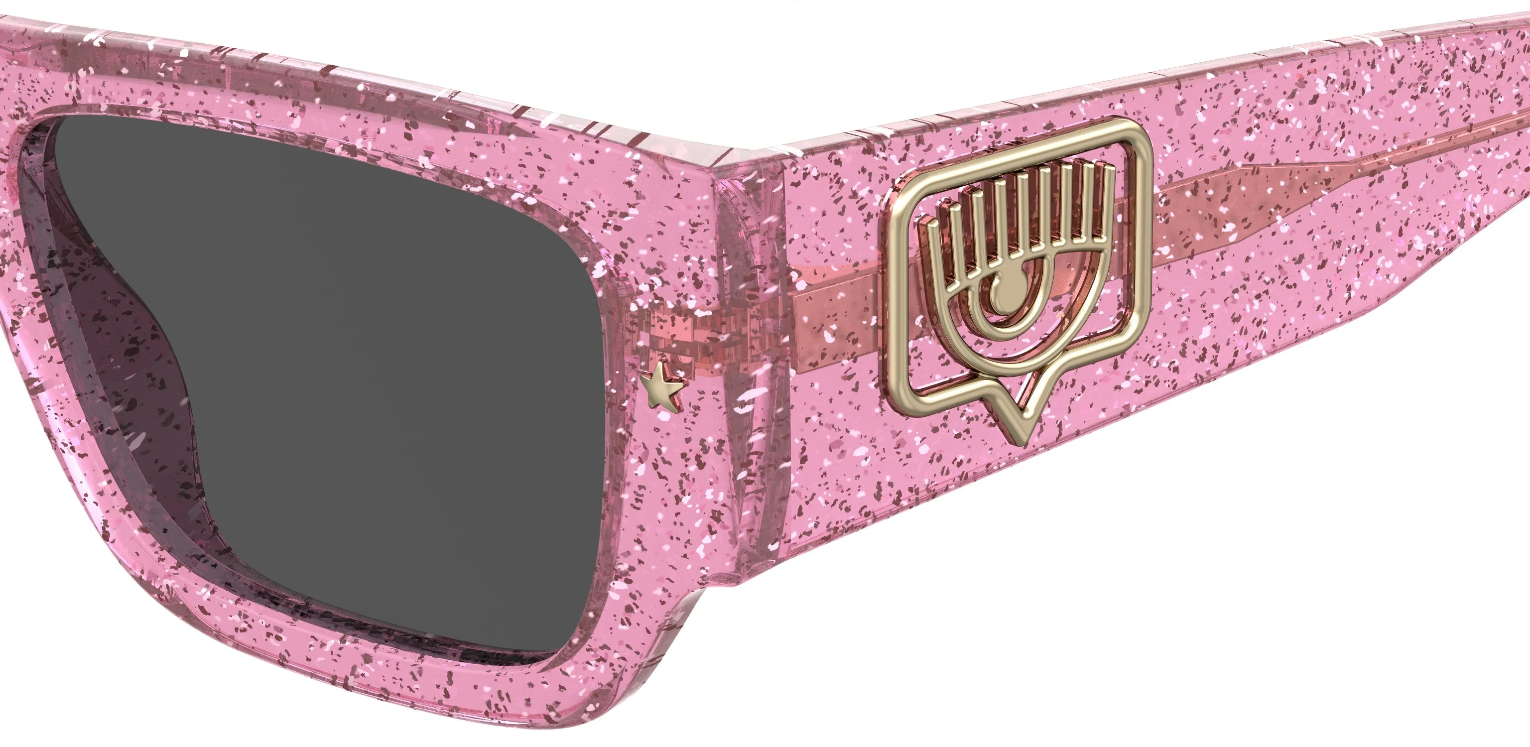 Chiara Ferragni CF 7013/S QR0/IR Occhiali da sole Plastica Rosa Glitter Grigio Squadrata Normale - immagine 3