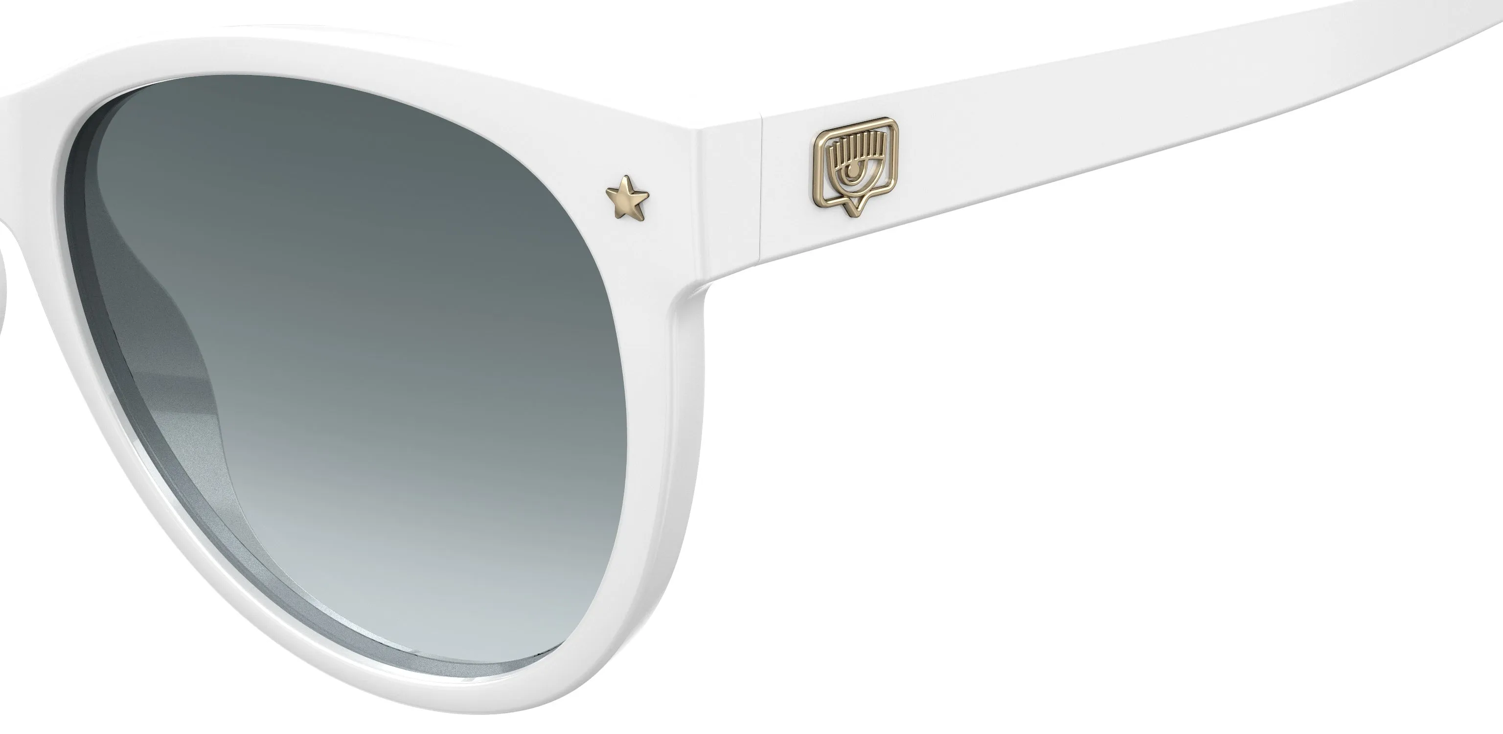 Chiara Ferragni CF 1007/S VK6/9O Occhiali da sole Plastica Bianco Grigio Cat Eye Sfumato - immagine 3