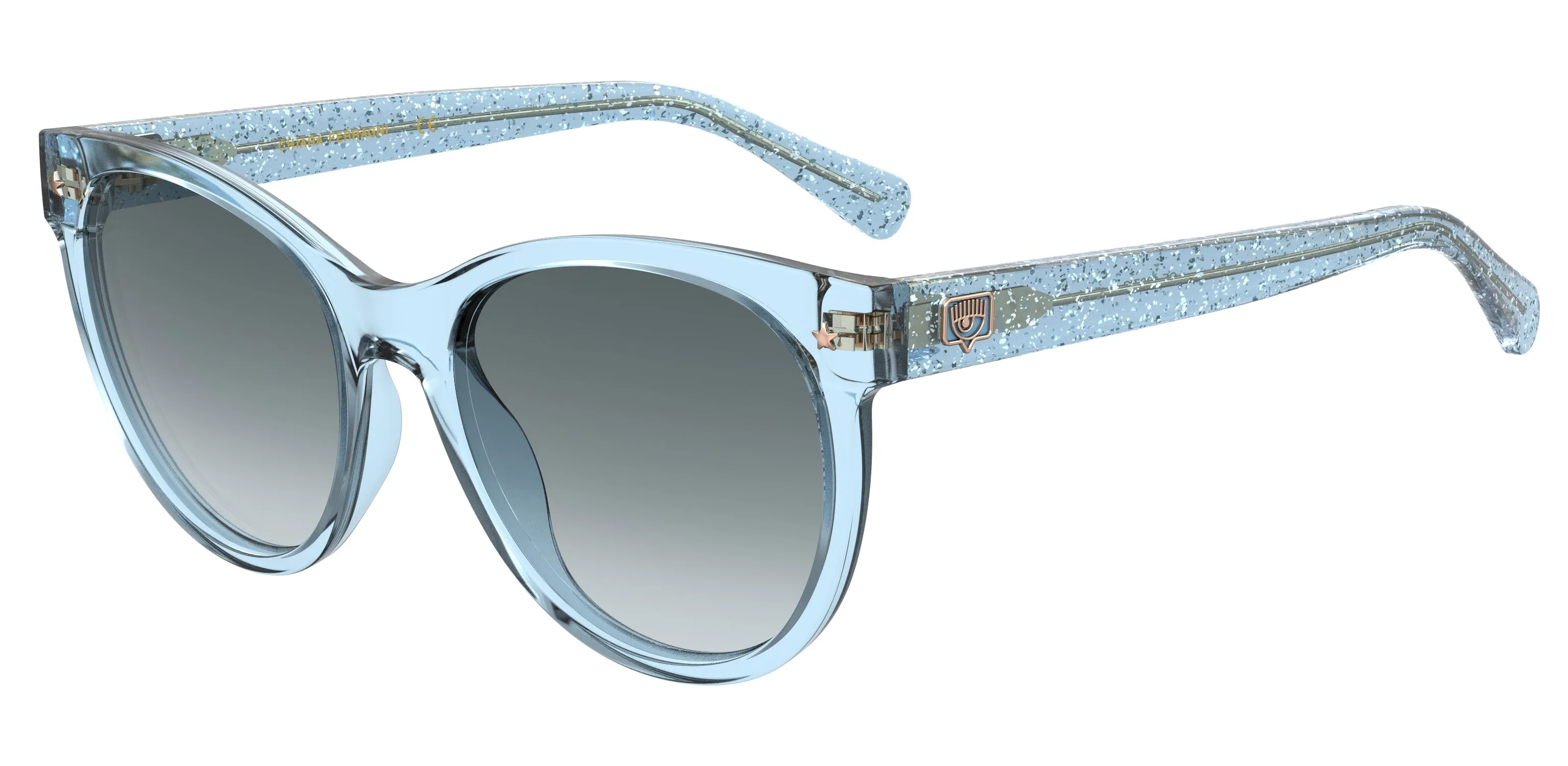 Chiara Ferragni CF 1007/S MVU/9O Occhiali da sole Plastica Azzurro Grigio Cat Eye Sfumato - immagine 1