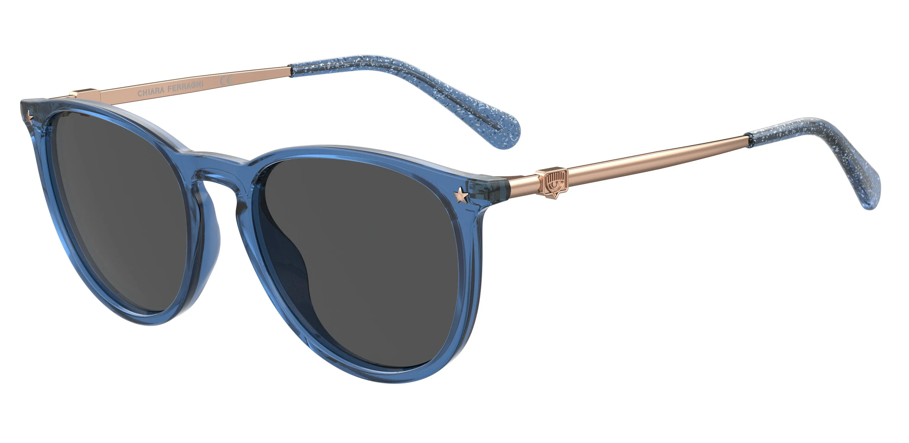 Chiara Ferragni CF 1005/S PJP/IR Occhiali da sole Plastica Blu Grigio Rotonda - immagine 1