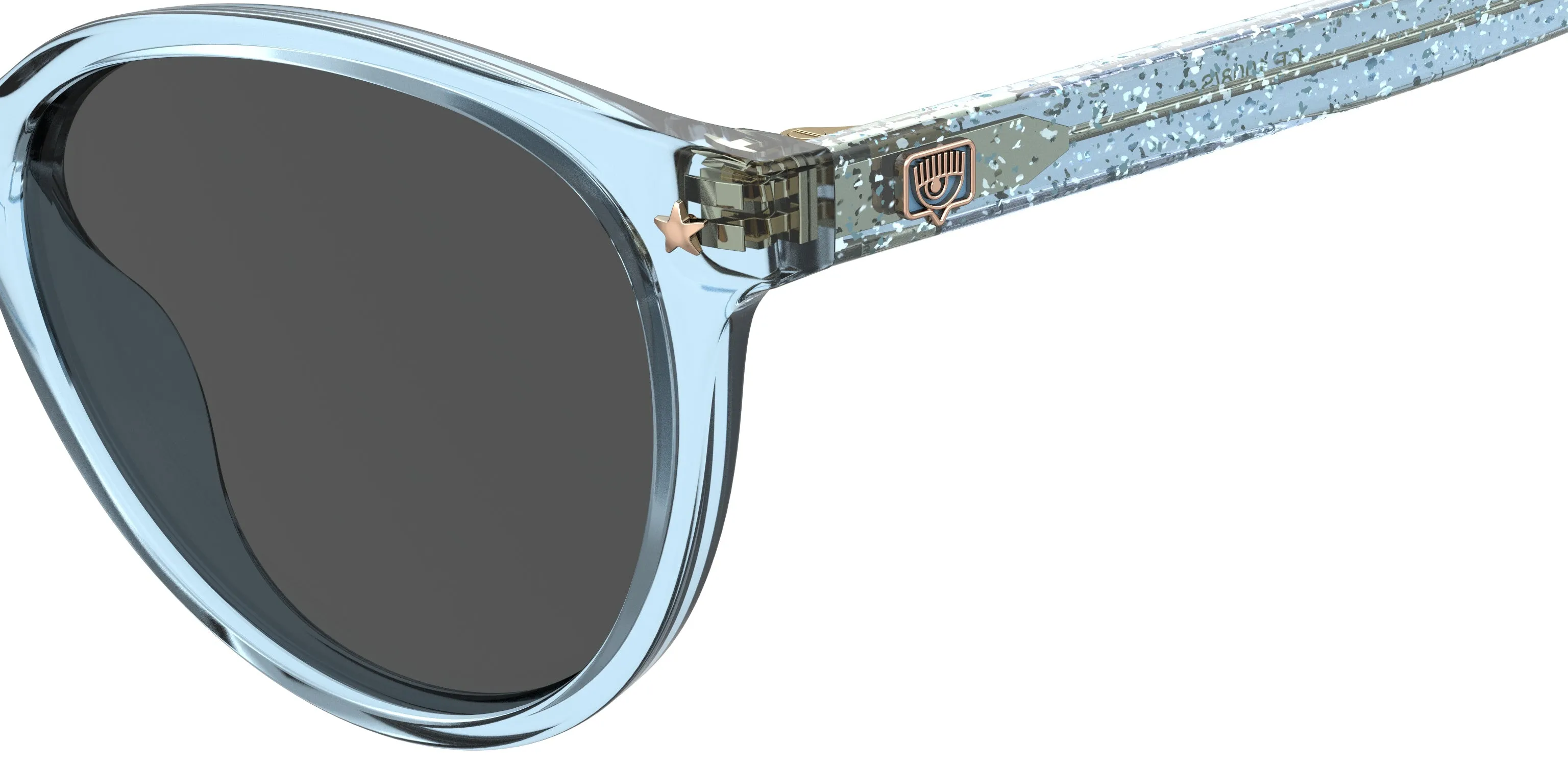 Chiara Ferragni CF 1008/S MVU/IR Occhiali da sole Plastica Azzurro Grigio Rotonda - immagine 3