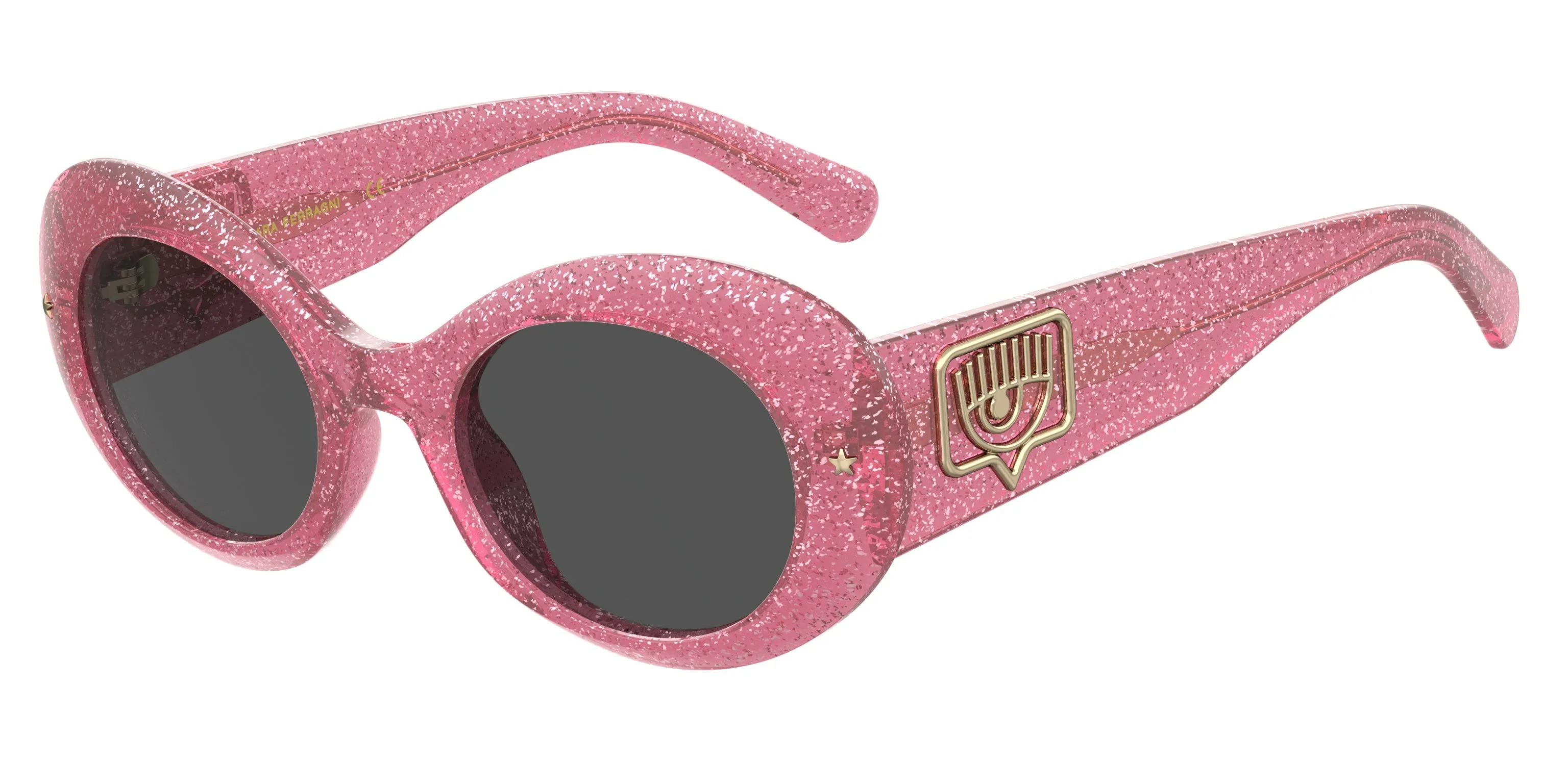 Chiara Ferragni CF 7004/S QR0/IR Occhiali da sole Plastica Rosa Glitter Grigio Rotonda - immagine 1