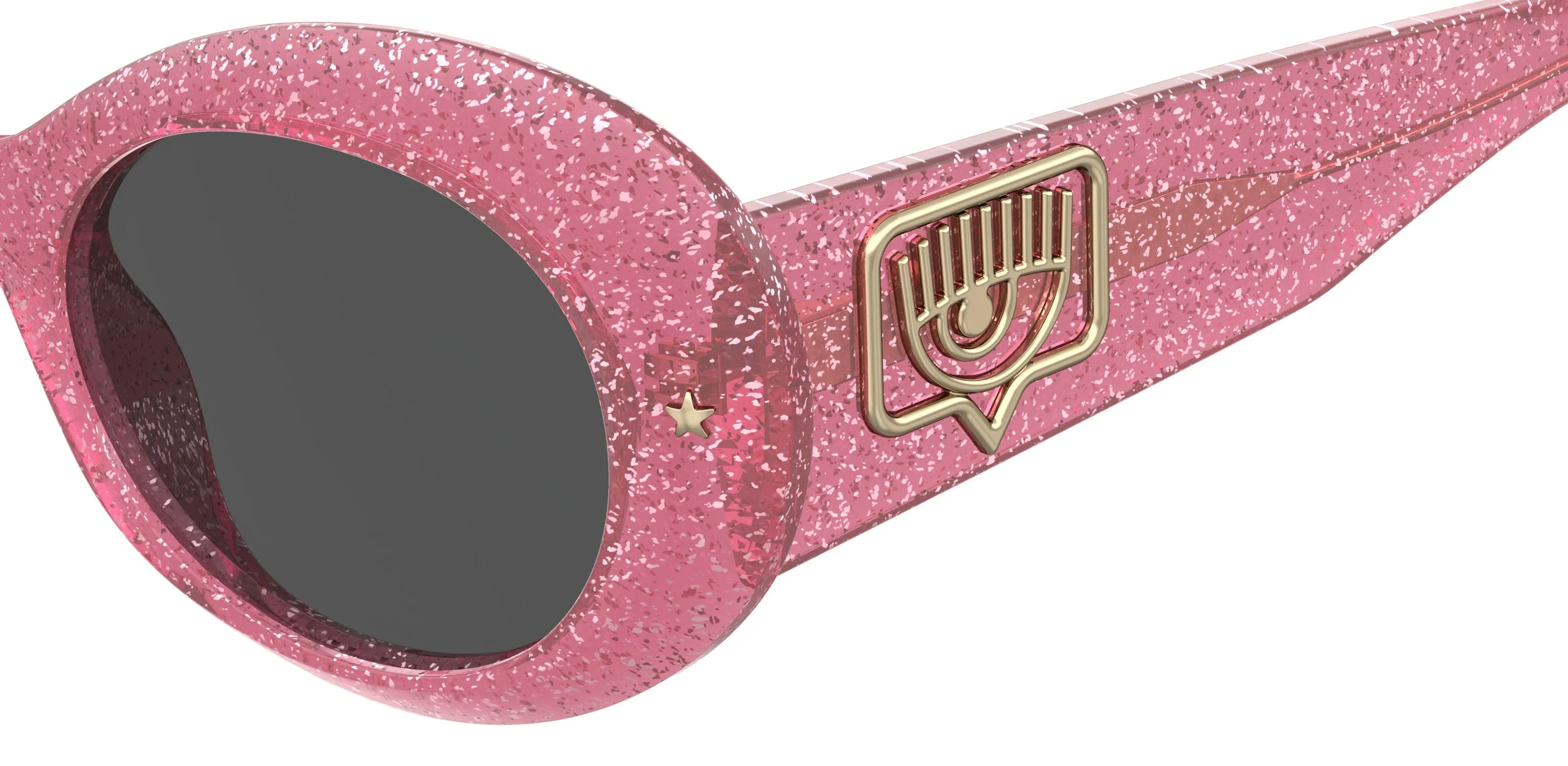 Chiara Ferragni CF 7004/S QR0/IR Occhiali da sole Plastica Rosa Glitter Grigio Rotonda - immagine 3