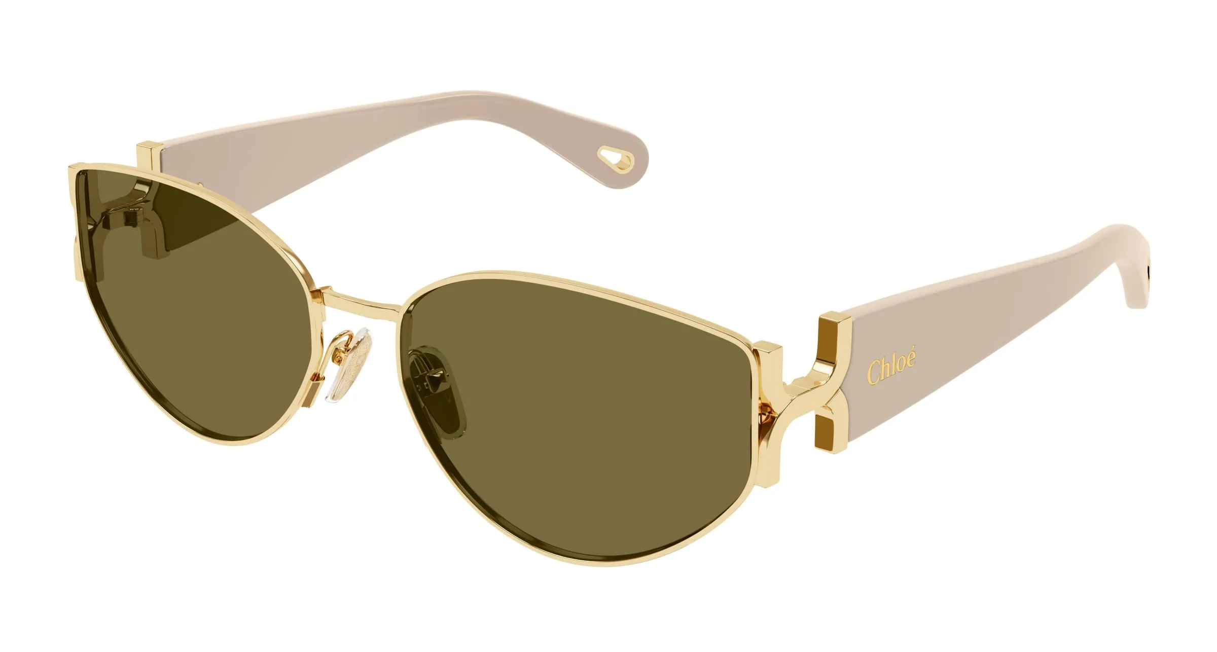 Chloé CH0260S 003 Occhiali da sole Metallo Oro Verde Rotonda - immagine 1