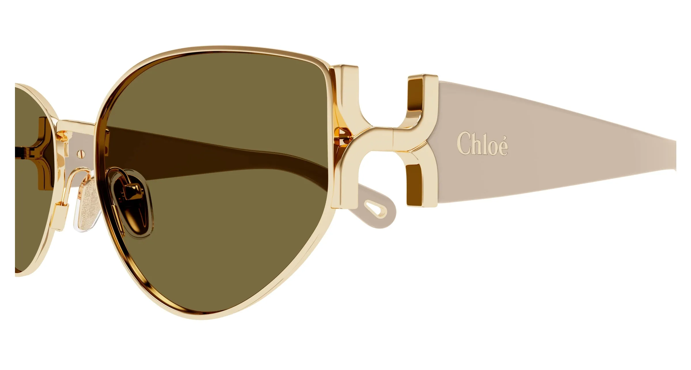Chloé CH0260S 003 Occhiali da sole Metallo Oro Verde Rotonda - immagine 3