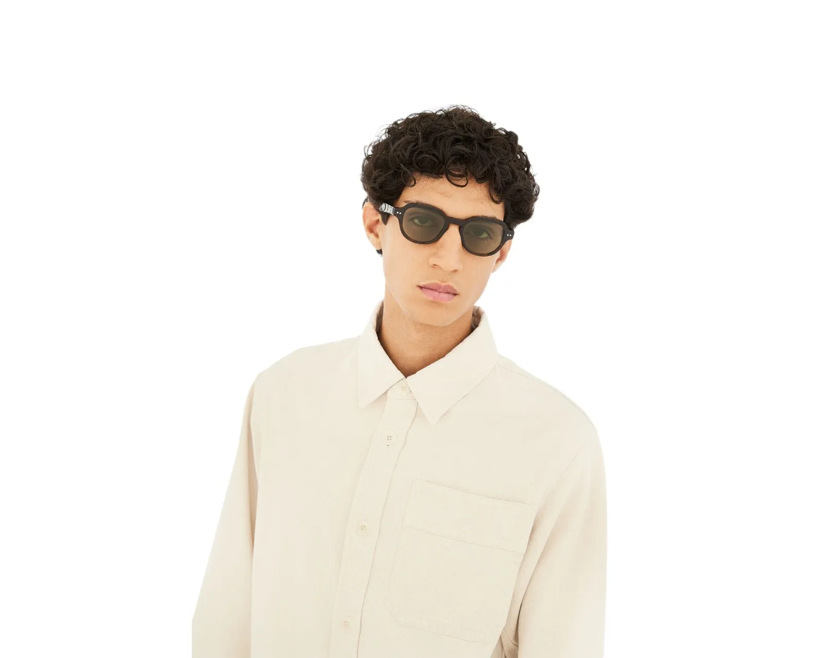 Retrosuperfuture BCH VOCE 3627 Occhiali da sole Acetato Havana Verde Rotonda Normale - immagine 4