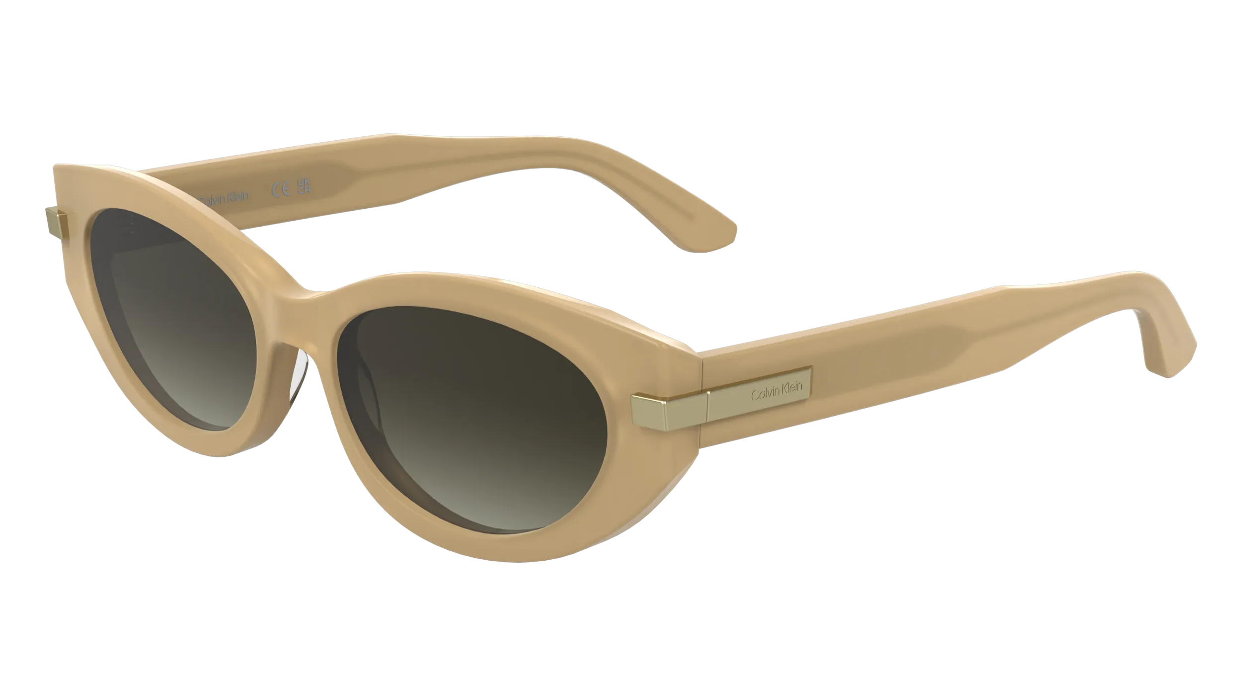 Calvin Klein CK25502S 209 Occhiali da sole Acetato Beige Cat Eye Normale - immagine 1