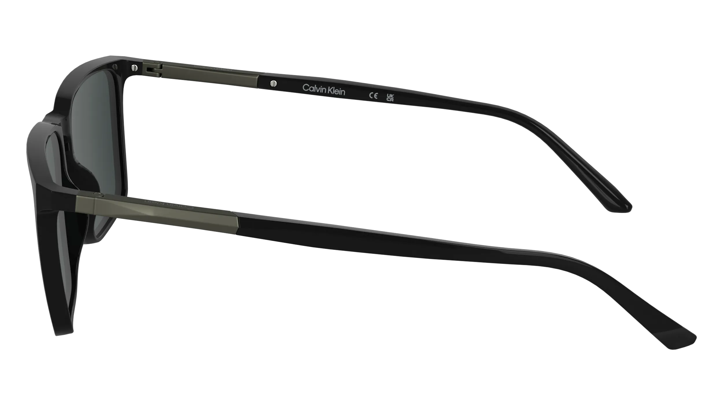 Calvin Klein CK25505S 001 Occhiali da sole Bio-iniettato Nero Squadrata Normale - immagine 3