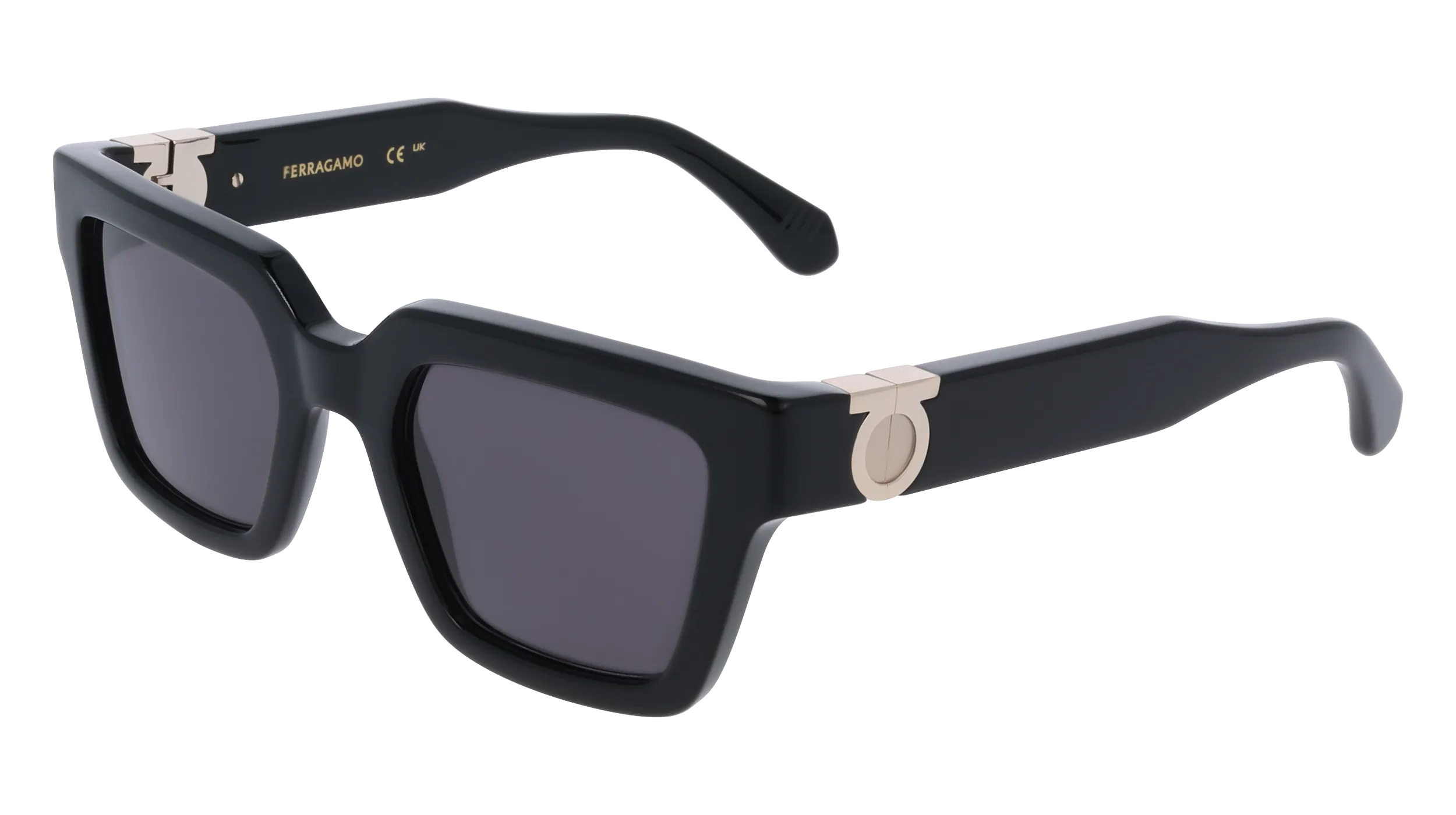 Ferragamo SF2066S 001 Occhiali da sole Acetato Nero Squadrata Normale - immagine 1