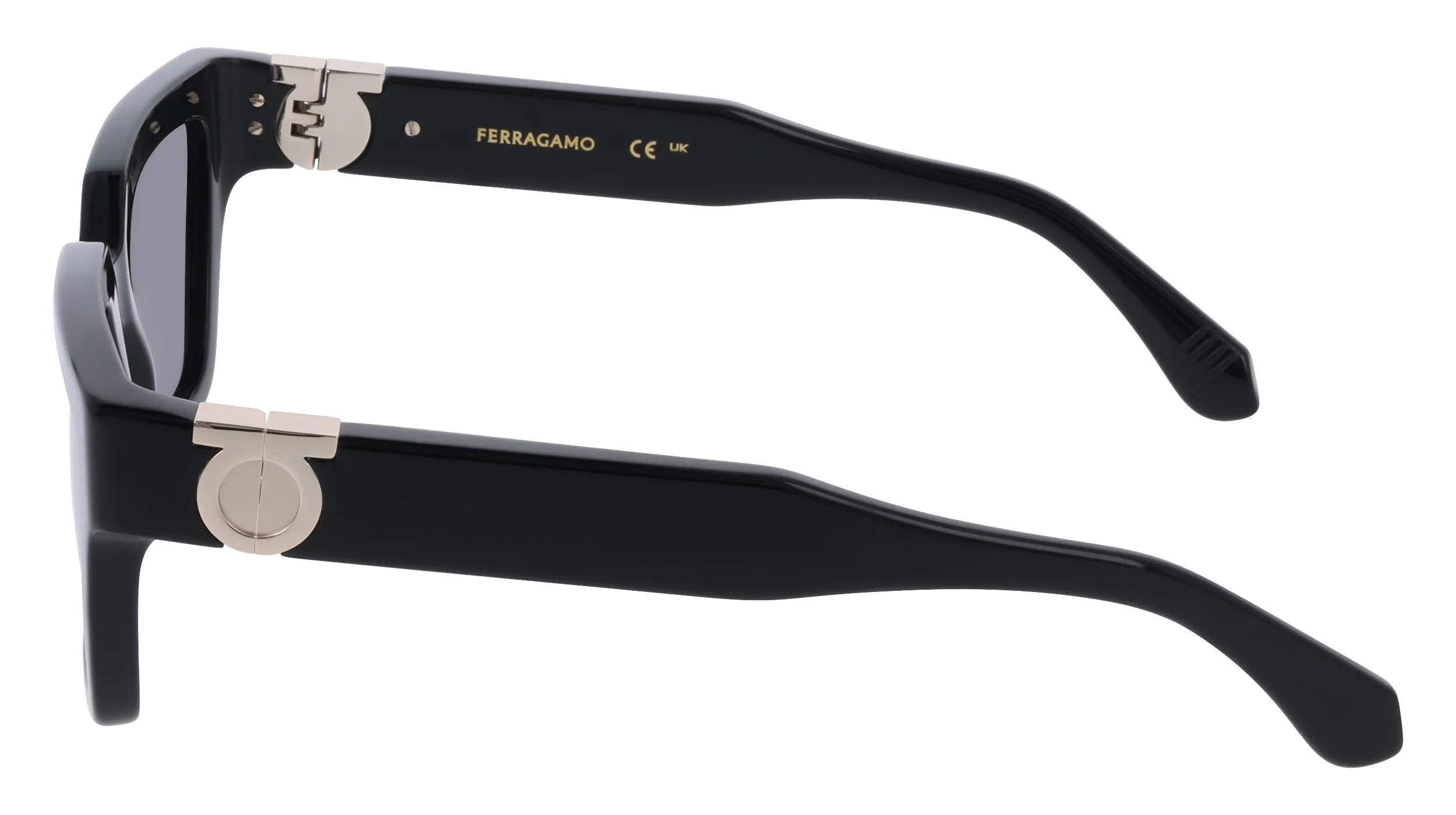 Ferragamo SF2066S 001 Occhiali da sole Acetato Nero Squadrata Normale - immagine 3