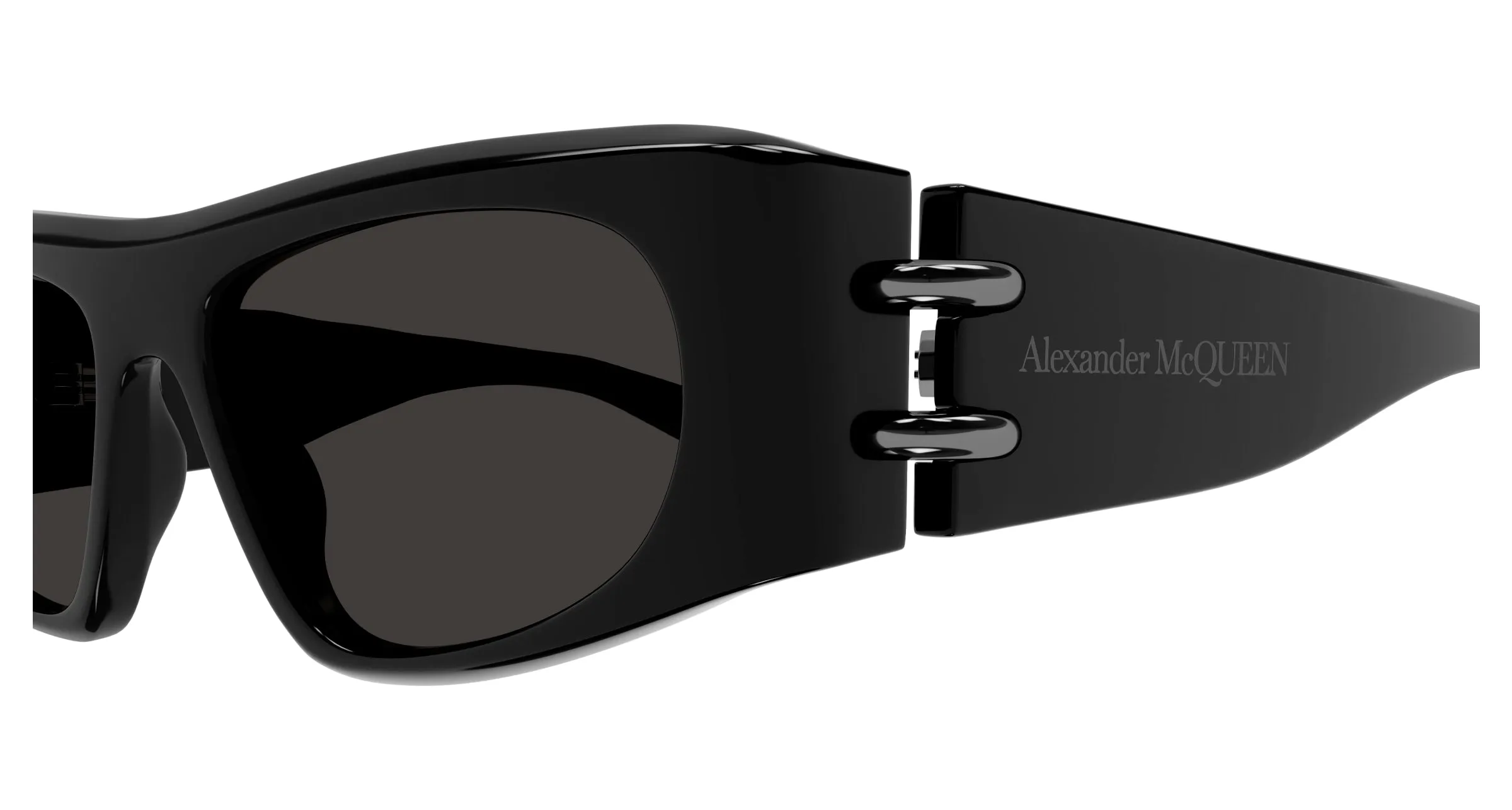 Alexander McQueen AM0471S 001 Occhiali da sole Acetato Nero Grigio Squadrata - immagine 3