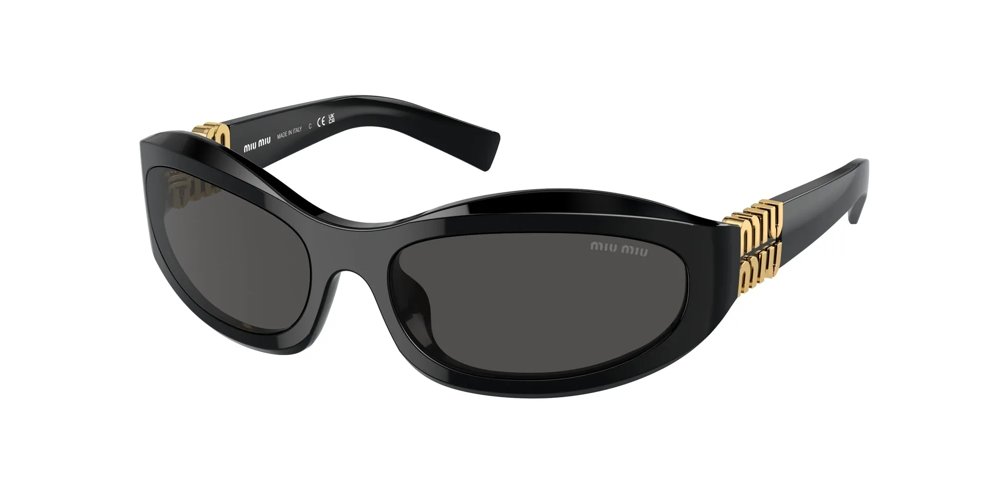 Miu Miu MU 14ZS 16K08Z Occhiali da sole Acetato Nero Grigio Geometrica Normale - immagine 1