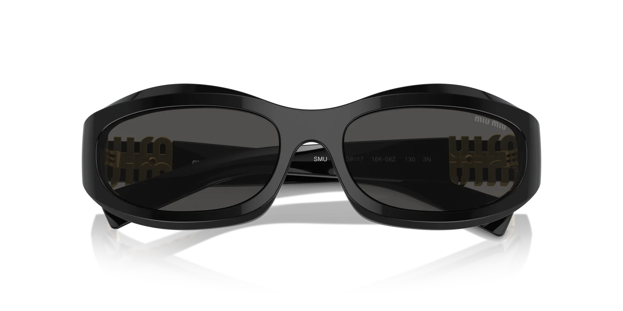Miu Miu MU 14ZS 16K08Z Occhiali da sole Acetato Nero Grigio Geometrica Normale - immagine 2