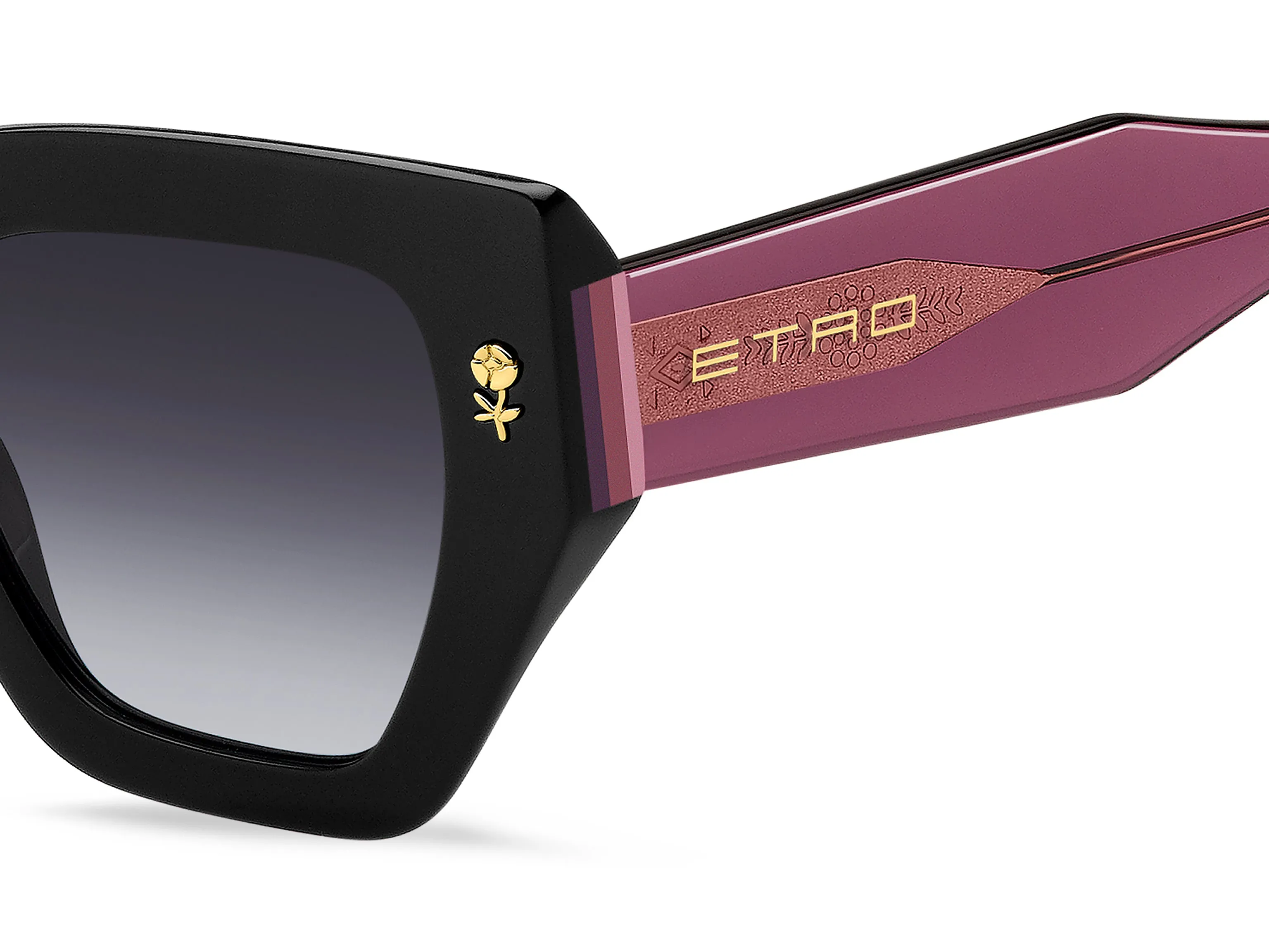 ETRO ETRO 0010/S HK8/9O Occhiali da sole Acetato Nero Grigio Squadrata Normale Sfumato - immagine 3