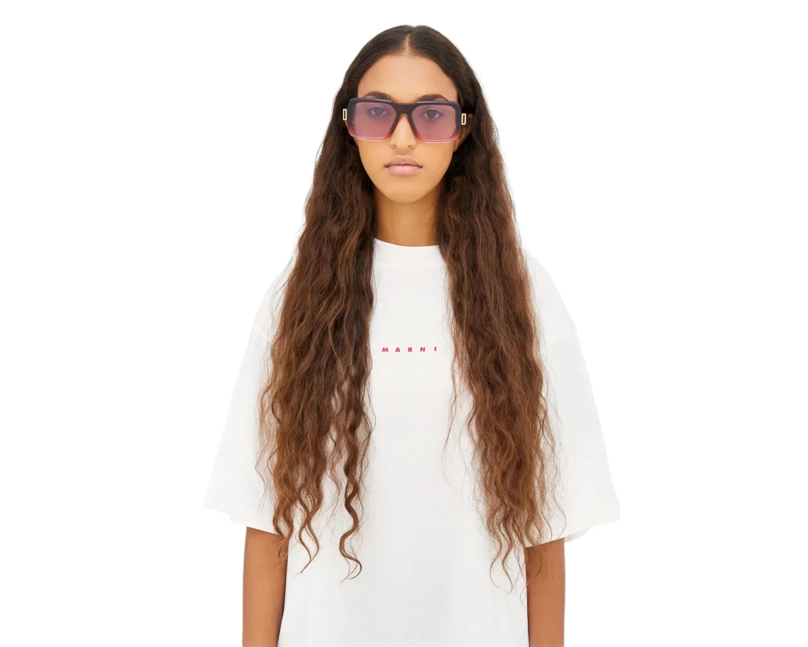 Marni LCS Zamalek Faded Burgundy Occhiali da sole Acetato Bordeaux Rosa Squadrata Normale - immagine 4