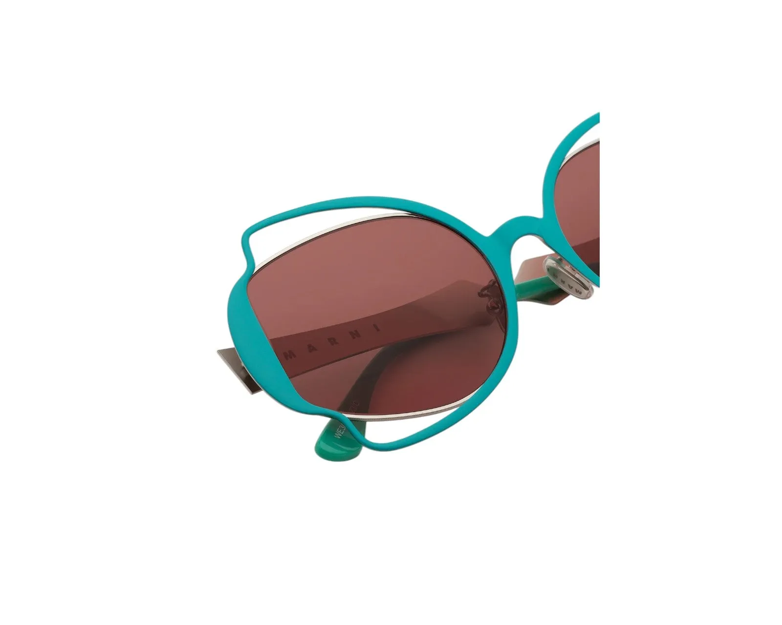 Marni WE3 Route Of The Sun Green Occhiali da sole Metallo Verde Marrone Geometrica Normale - immagine 3