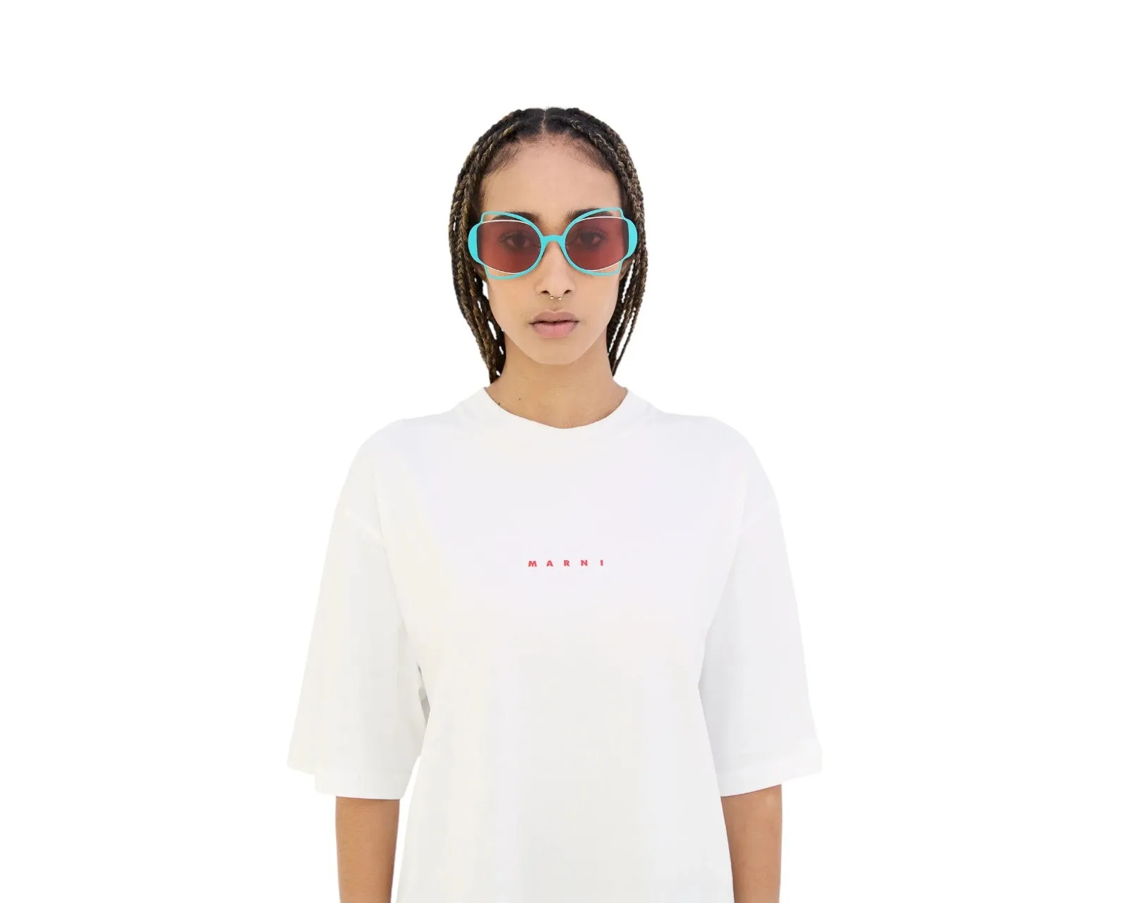 Marni WE3 Route Of The Sun Green Occhiali da sole Metallo Verde Marrone Geometrica Normale - immagine 4