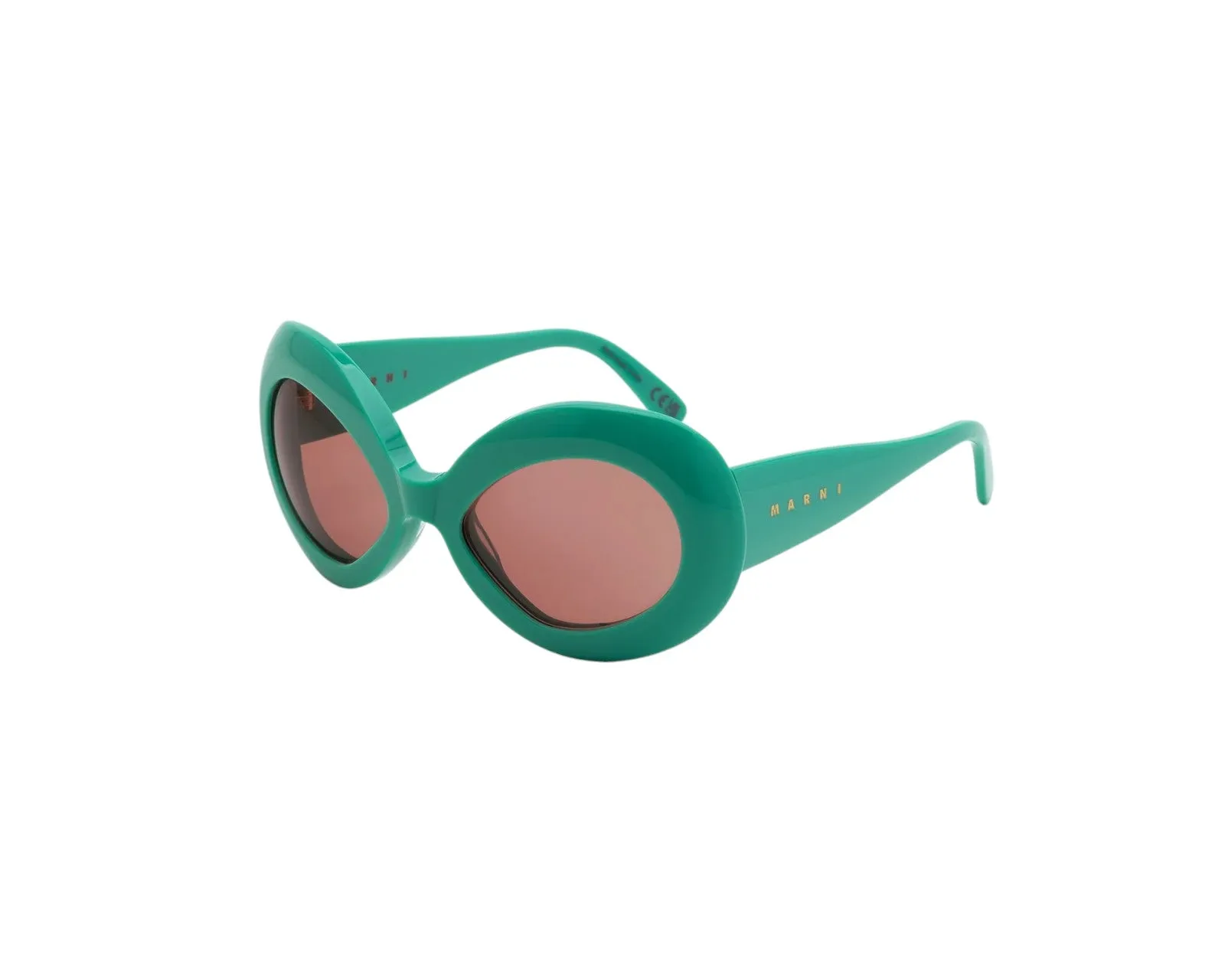 Marni 40F Lake Of Fire Teal Occhiali da sole Acetato Verde Marrone Oversize Normale - immagine 1