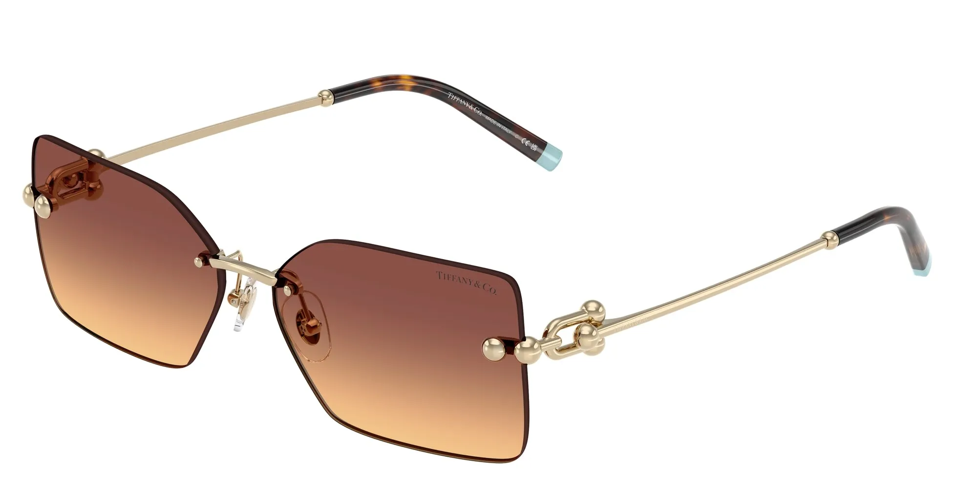 Tiffany TF3088 618978 Occhiali da sole Metallo Oro Arancione Squadrata Normale Sfumato - immagine 1