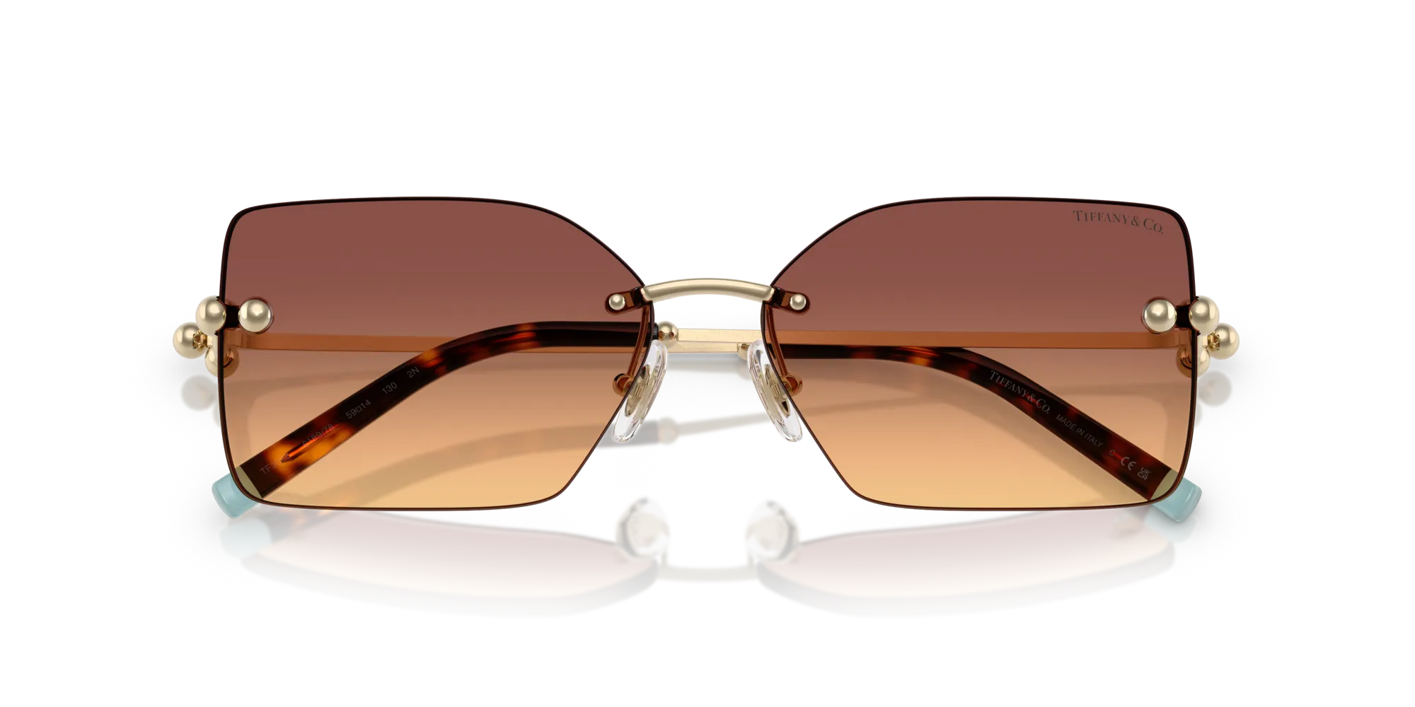 Tiffany TF3088 618978 Occhiali da sole Metallo Oro Arancione Squadrata Normale Sfumato - immagine 2
