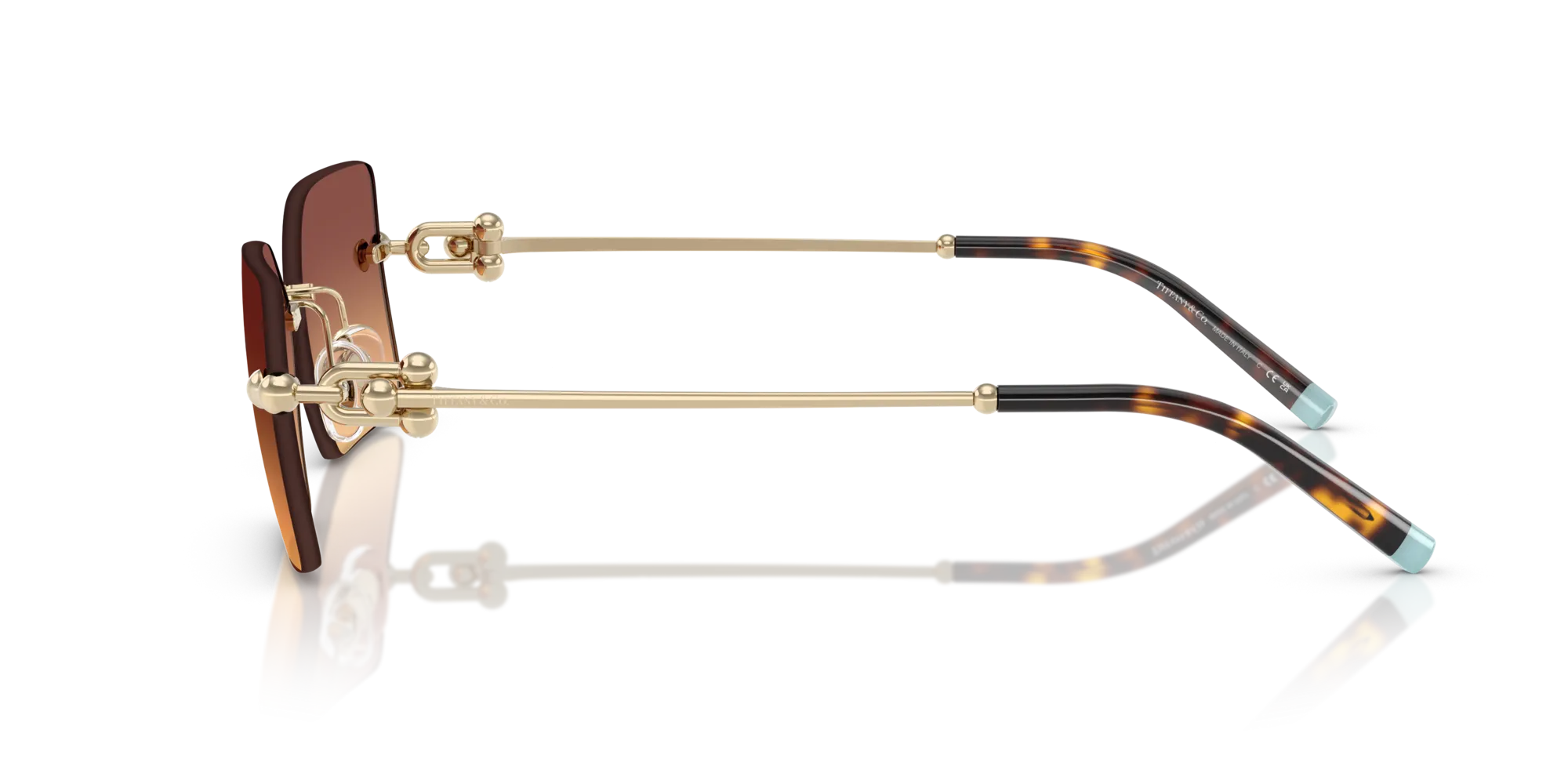 Tiffany TF3088 618978 Occhiali da sole Metallo Oro Arancione Squadrata Normale Sfumato - immagine 4