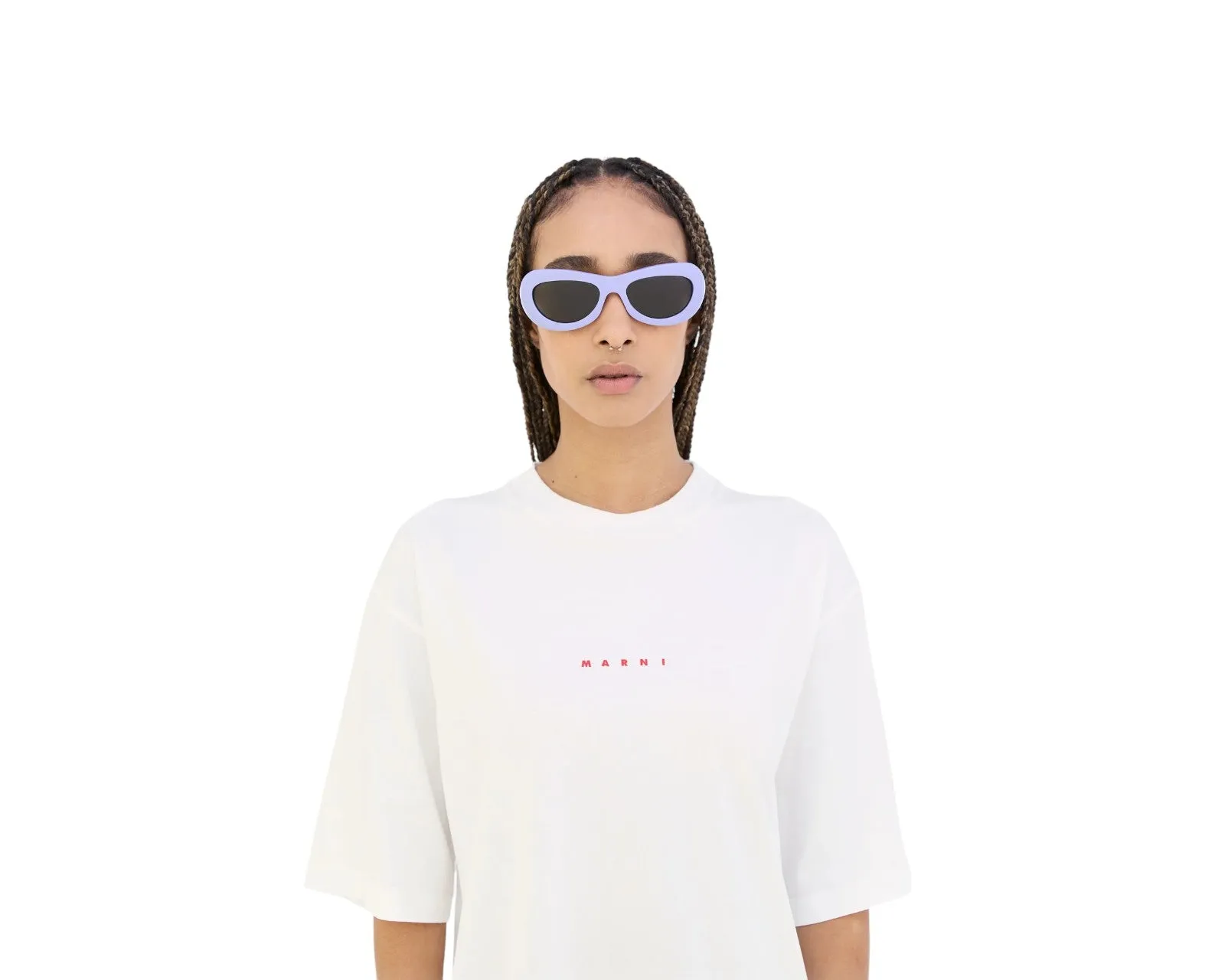 Marni LDL Field Of Rushes Lilac Occhiali da sole Acetato Viola Verde Geometrica Normale - immagine 4