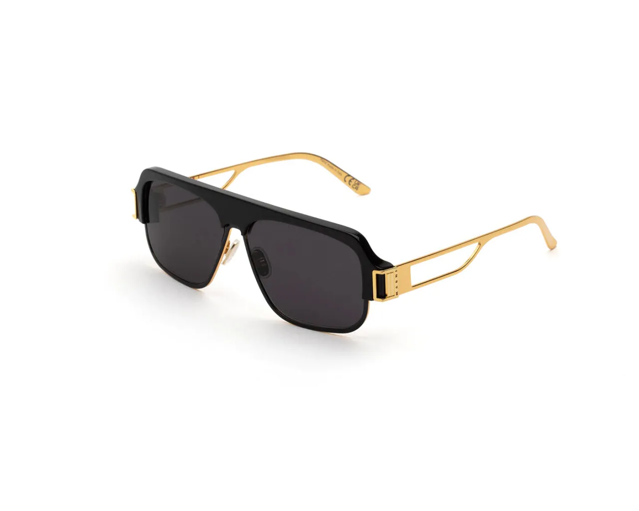 Marni FMZ Burullus Black Gold Occhiali da sole Acetato Nero Grigio Squadrata Normale - immagine 1