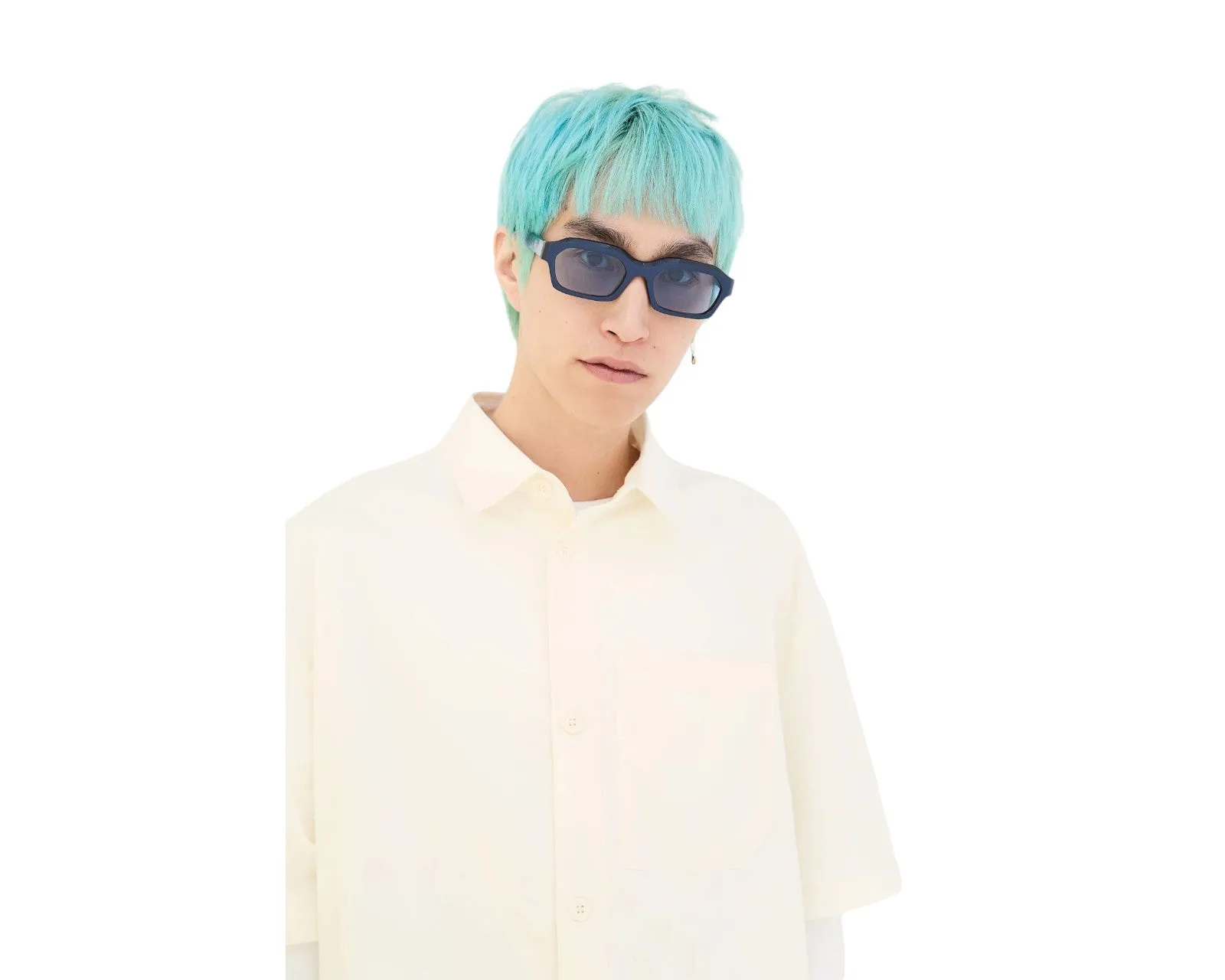 Retrosuperfuture AJS BOLETUS METALLIC BLUE Occhiali da sole Acetato Blu Squadrata Normale - immagine 4