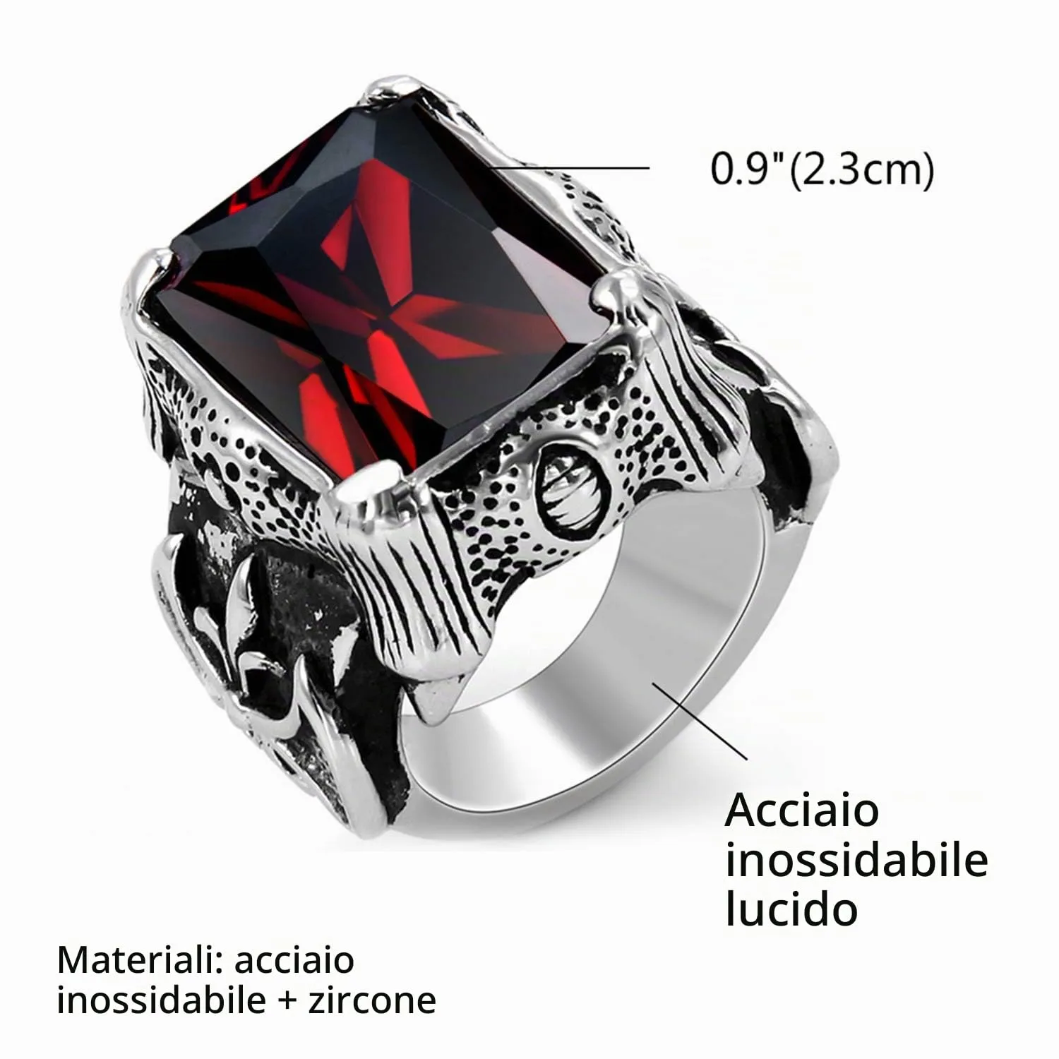 OIDEA Anello Largo Guerriero Uomo in Acciaio Inossidabile - immagine 2