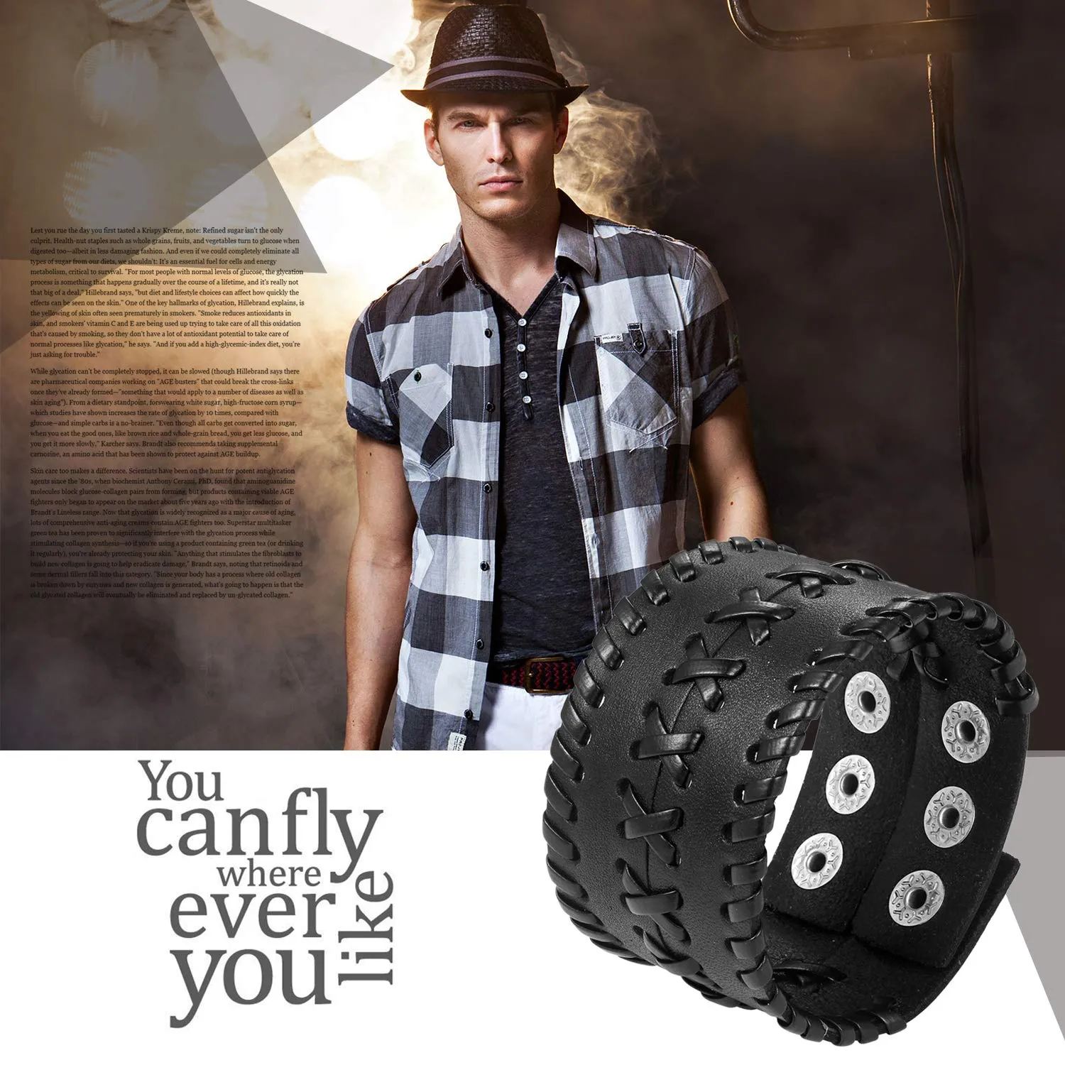 JewelryWe Bracciale Bangles per Uomo Bracciale in Pelle Fibbia in Lega Regolabile Grande Larghezza Nero Marrone - immagine 7