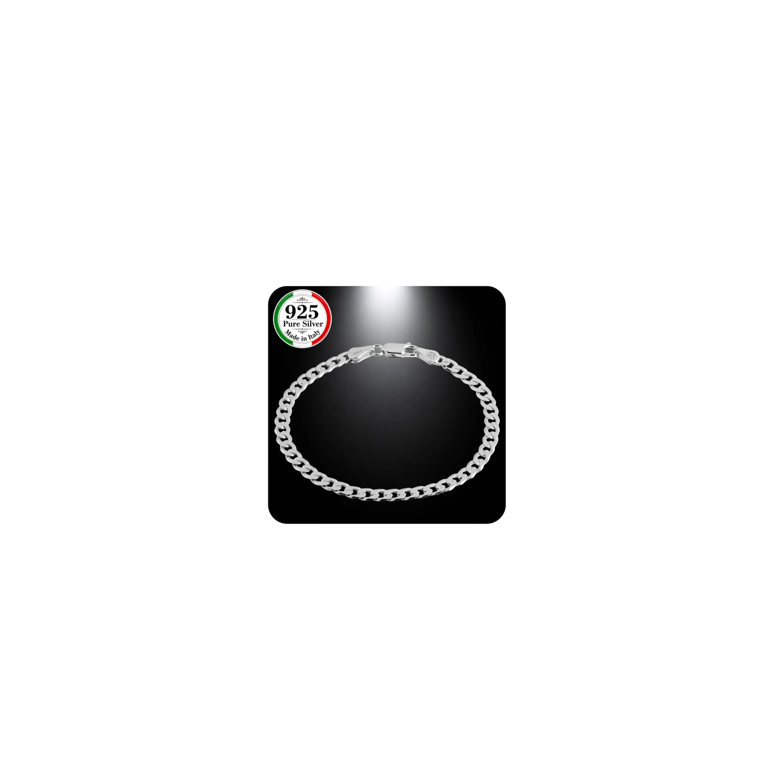 QUADRI - Elegante Bracciale Uomo Argento 925 con Catena Modello Cubano Diamanto - Regalo Uomo Donna - larghezza 5 mm - lunghezza 18 cm - Made in Italy certificato - immagine 1
