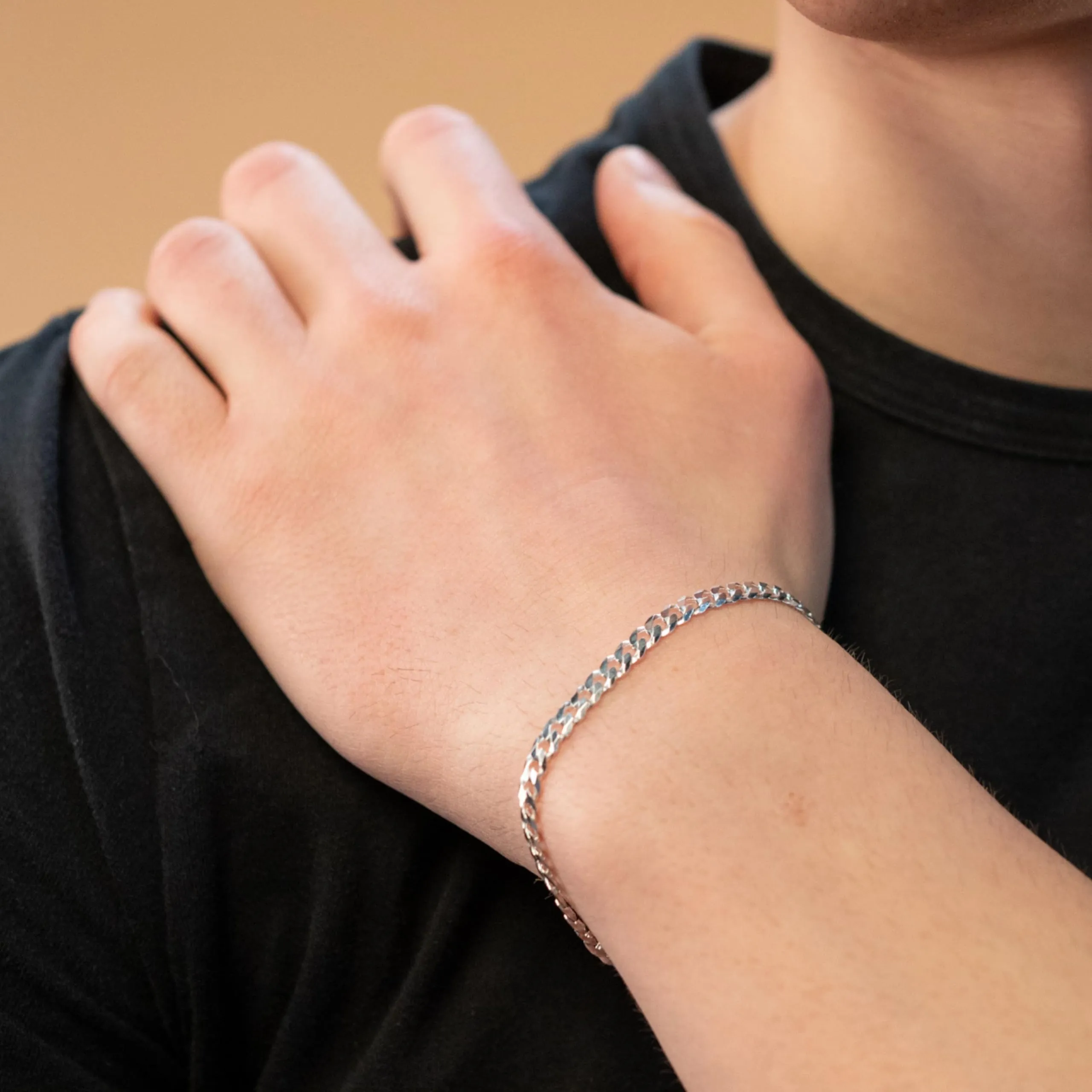 QUADRI - Elegante Bracciale Uomo Argento 925 con Catena Modello Cubano Diamanto - Regalo Uomo Donna - larghezza 5 mm - lunghezza 18 cm - Made in Italy certificato - immagine 3