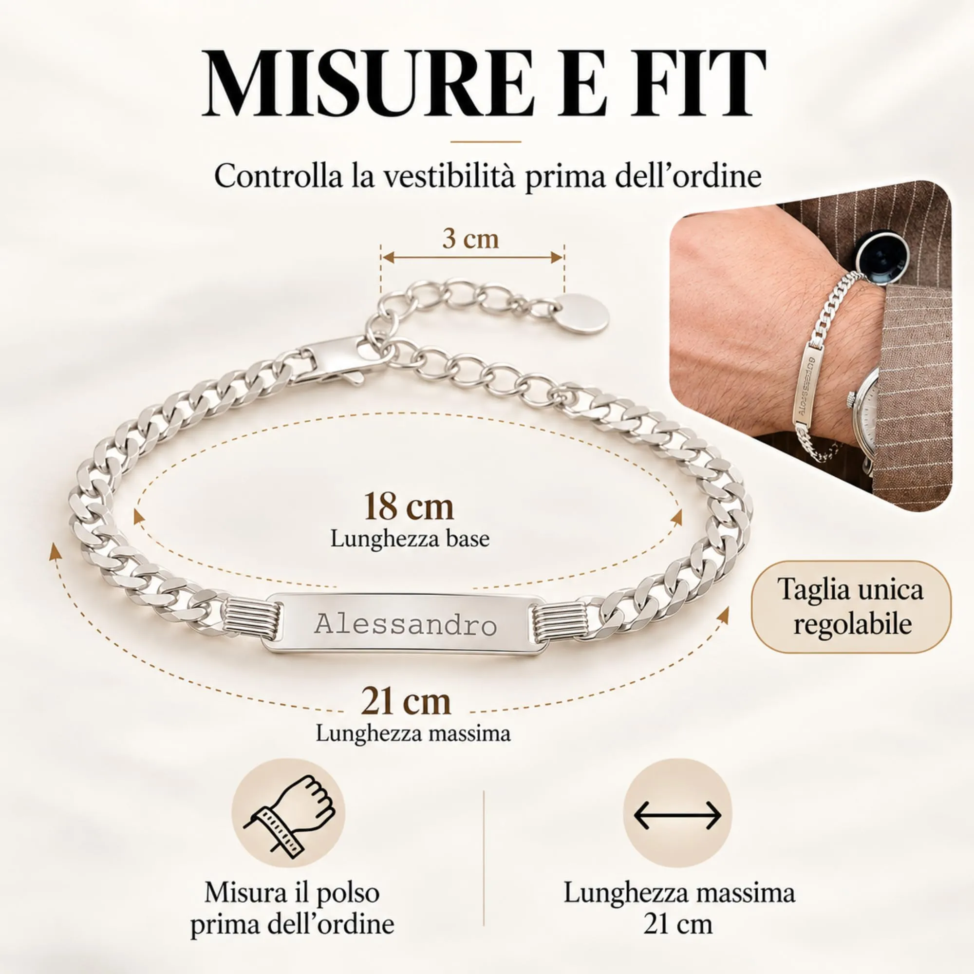 Giuzi Bracciale Uomo Personalizzato Argento 925 con Incisione Fronte Retro - immagine 6