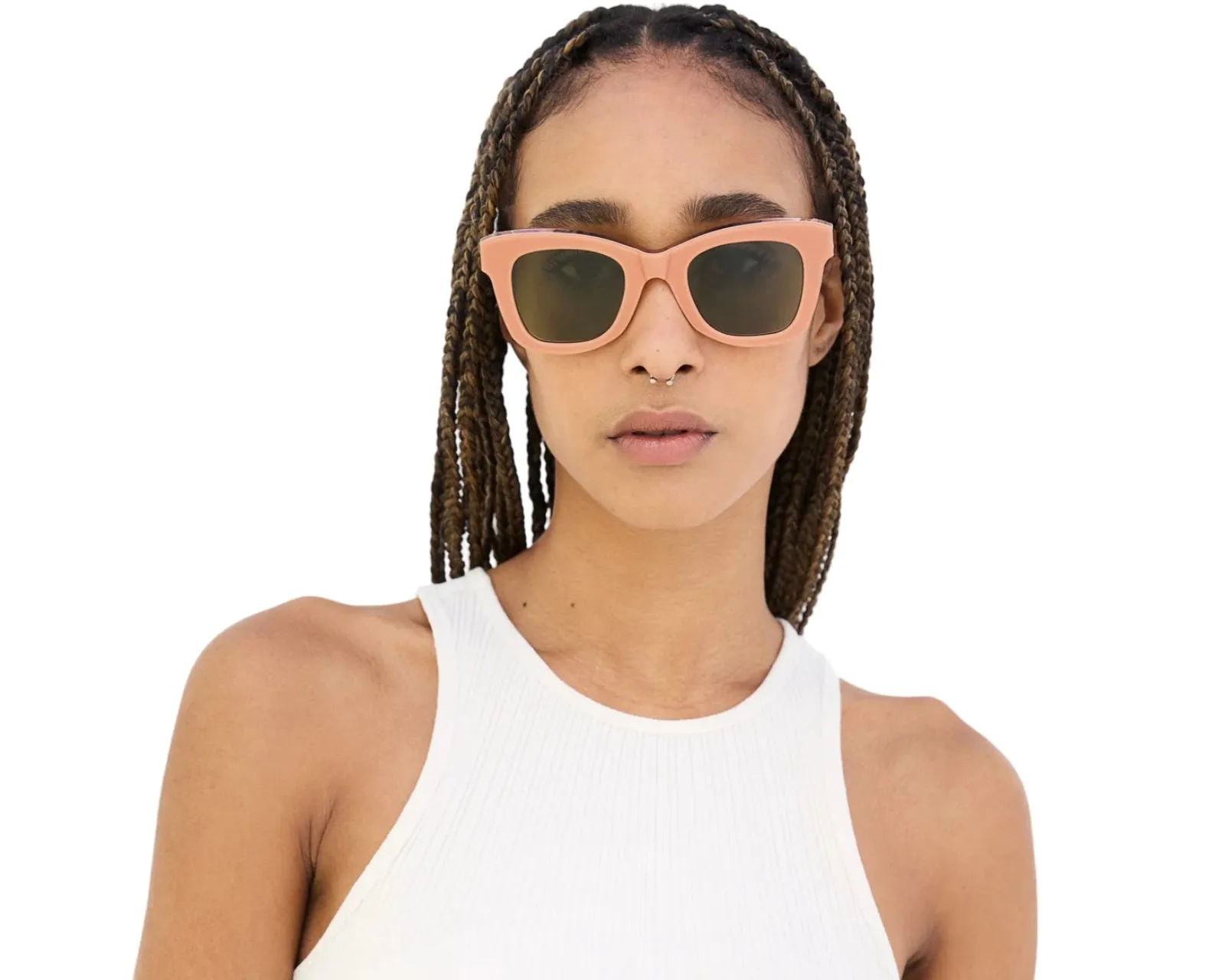 Retrosuperfuture CXY ALTURA PALE PINK Occhiali da sole Acetato Rosa Verde Squadrata Normale - immagine 4