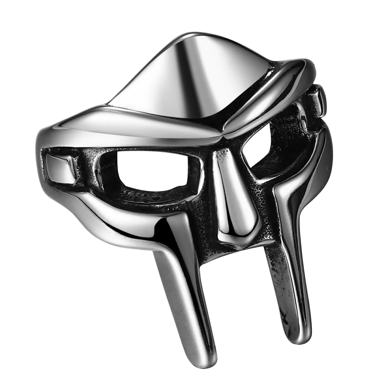OIDEA Anello Uomo Maschera Spartana in Acciaio, Viking Largo 30 mm - immagine 1