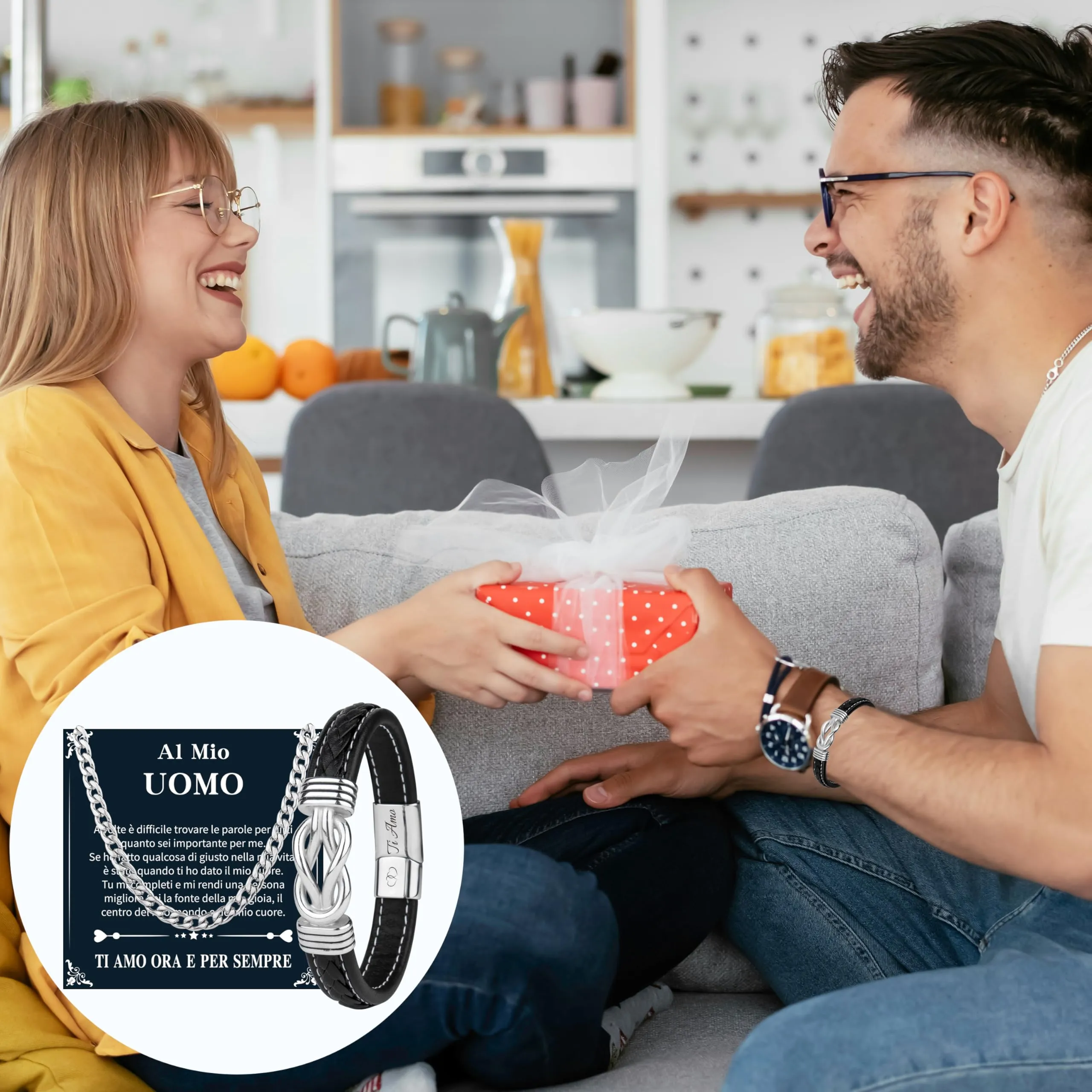 Merclix Idee Regalo San Valentino Per Lui Set Bracciale E Collana Regalo Uomo Compleanno Regali Per Lui Natale Fidanzato Anniversario - immagine 7