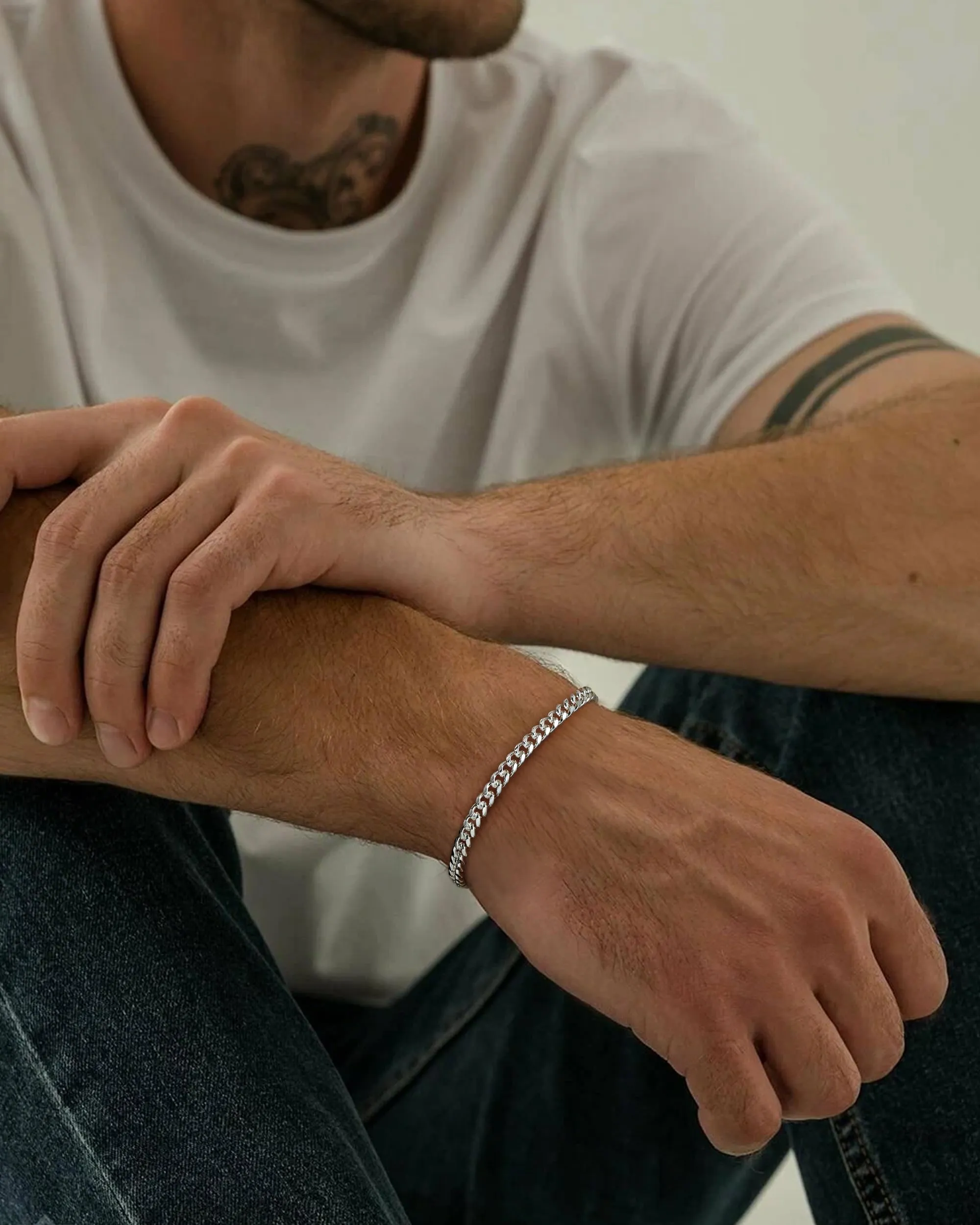 YADOCA Bracciale Uomo con Chiusura in Argento 925, Catena Placcata Argento - immagine 4