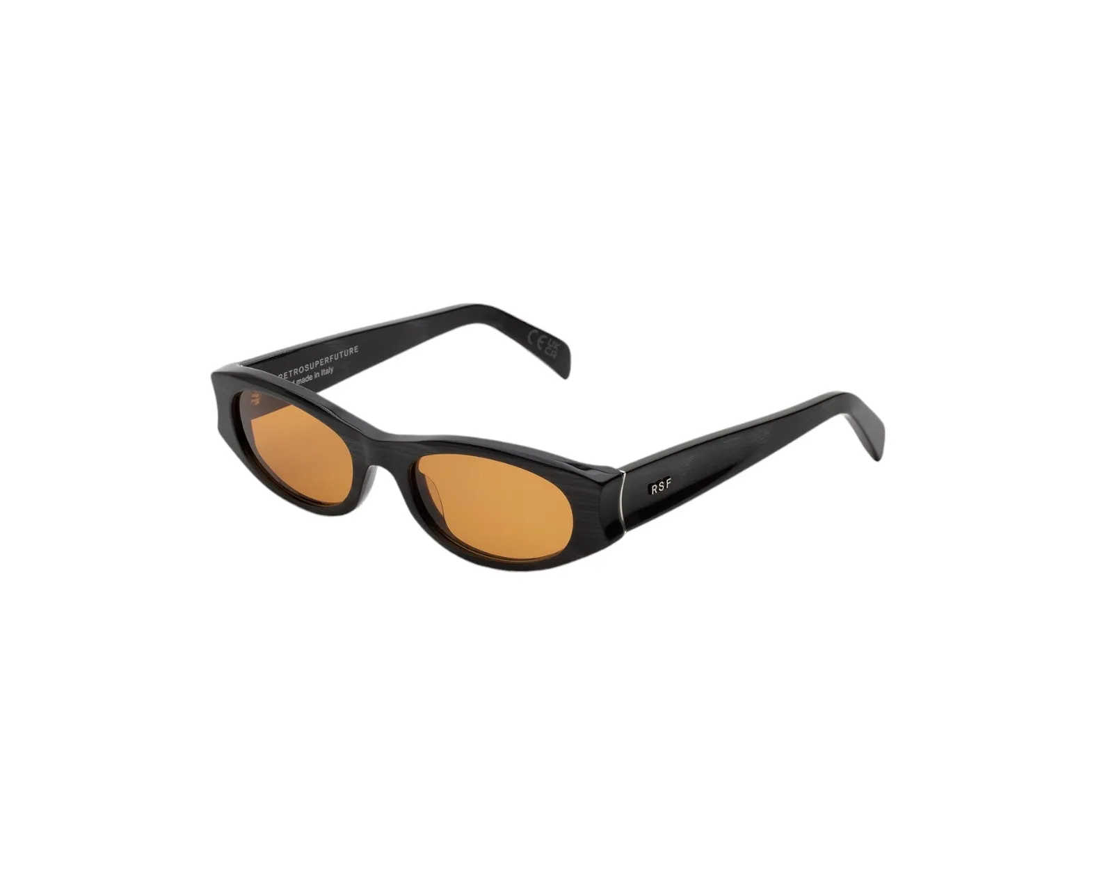 Retrosuperfuture RQ6 RAZZO FIAMMATO Occhiali da sole Acetato Nero Arancione Geometrica Normale - immagine 1