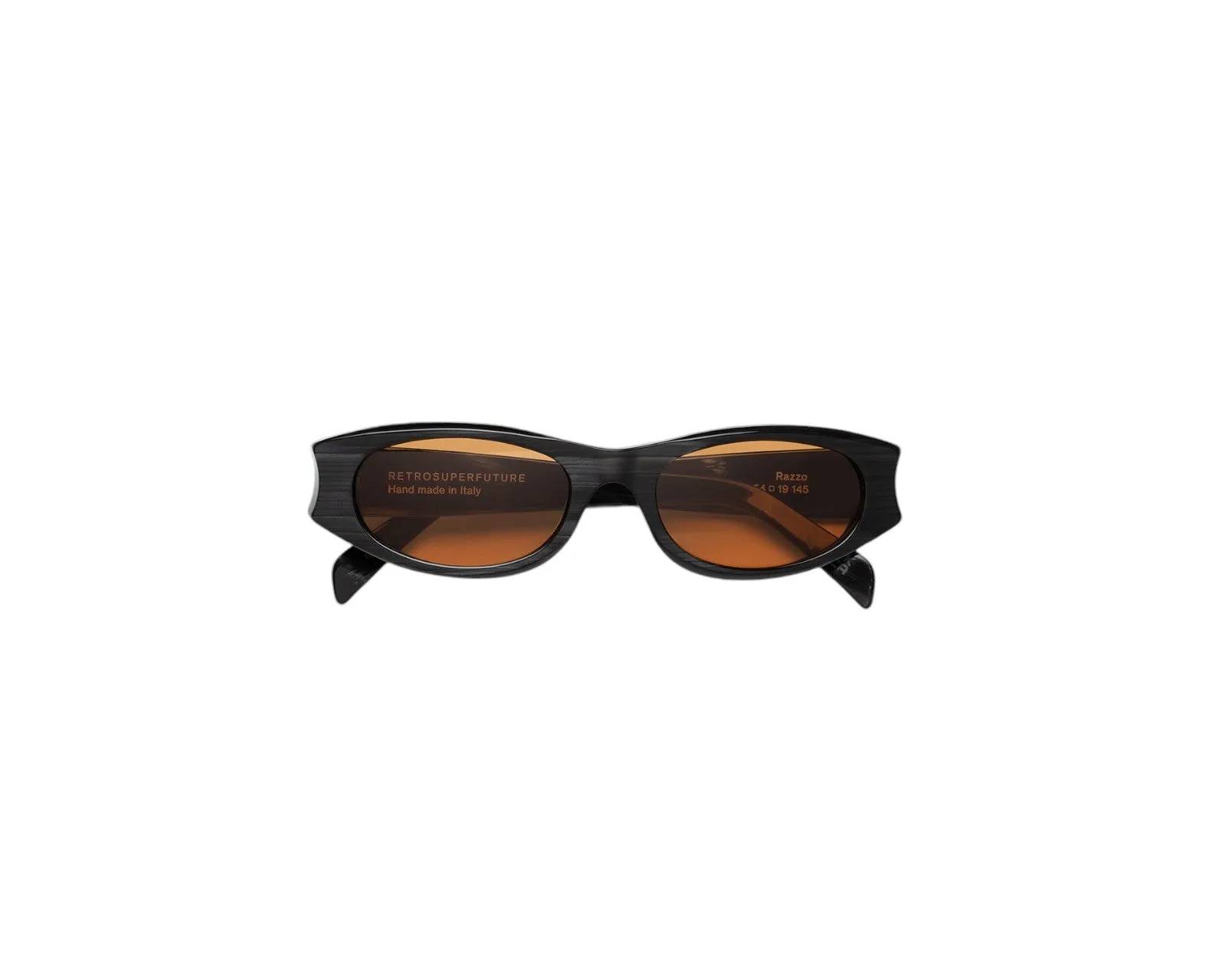 Retrosuperfuture RQ6 RAZZO FIAMMATO Occhiali da sole Acetato Nero Arancione Geometrica Normale - immagine 2