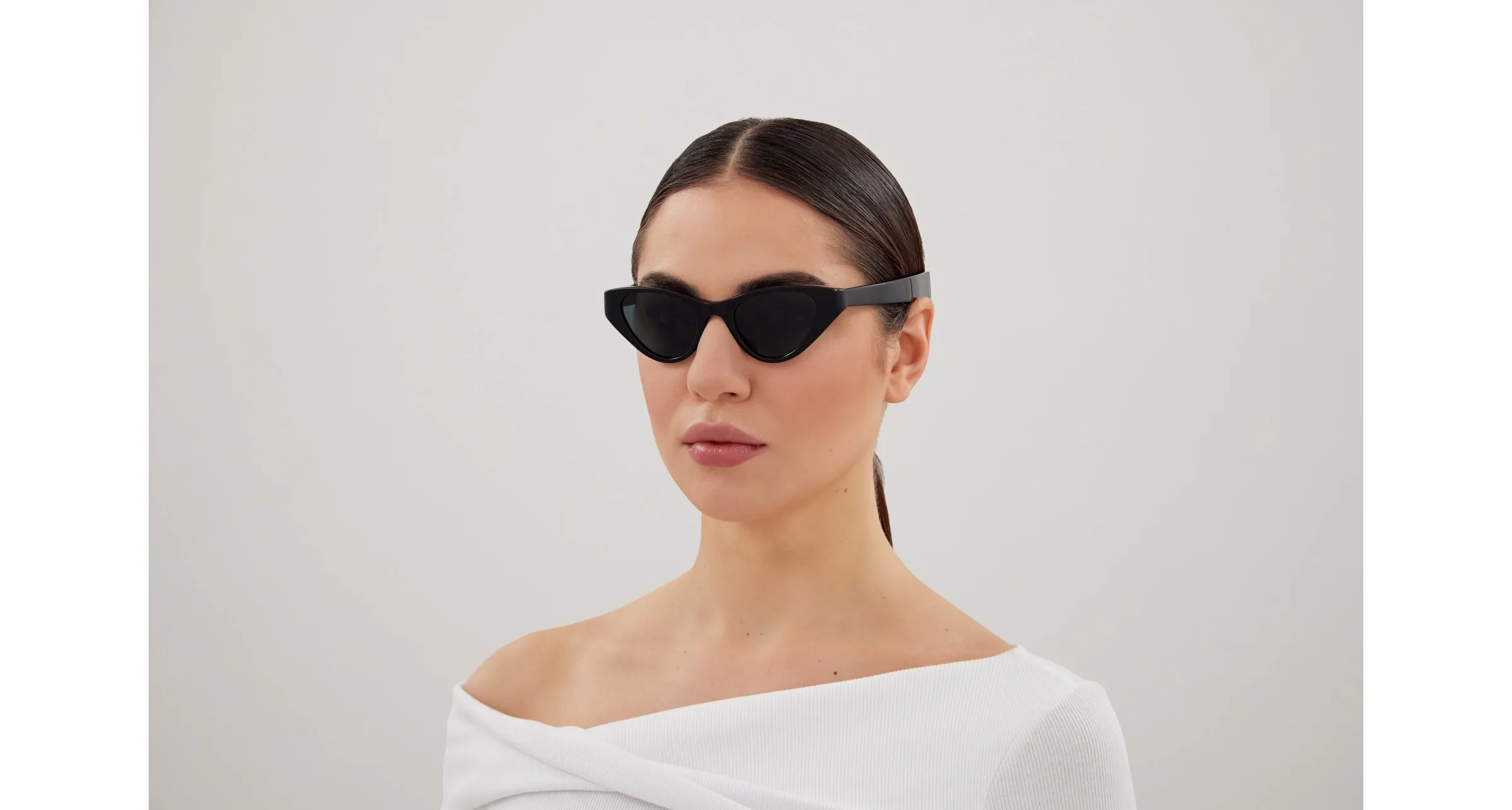 SAINT LAURENT SL M144 001 Occhiali da sole Acetato Nero Nero Cat Eye - immagine 4