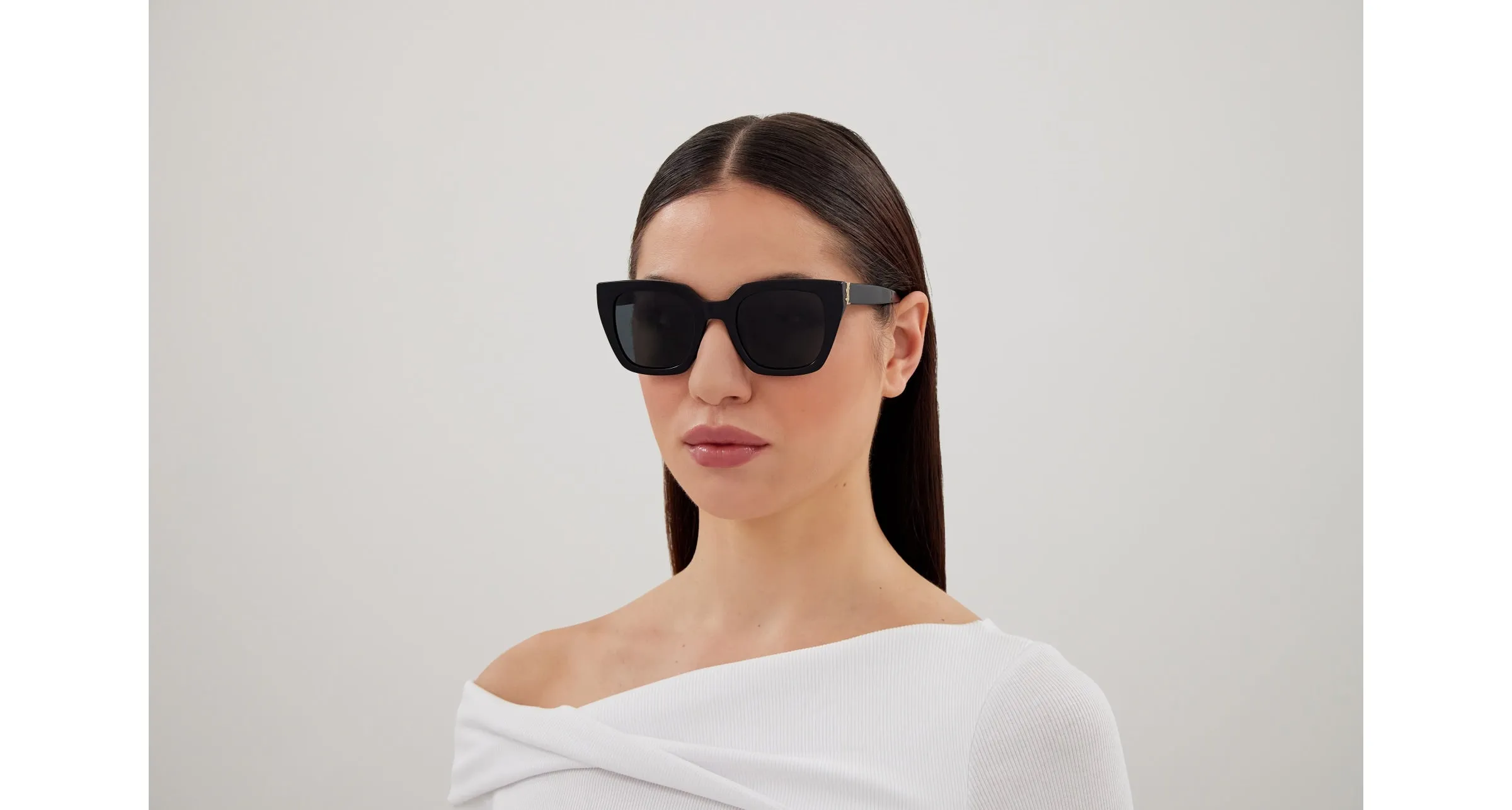 SAINT LAURENT SL M143 001 Occhiali da sole Acetato Nero Nero Cat Eye - immagine 4
