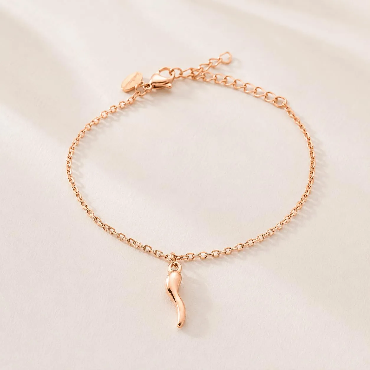 Louis Ciocchetti Bracciale in Acciaio con Corno Portafortuna – Bracciale Regolabile Uomo e Donna con Chiusura a Moschettone, Lunghezza 16 cm + 5 cm - immagine 3