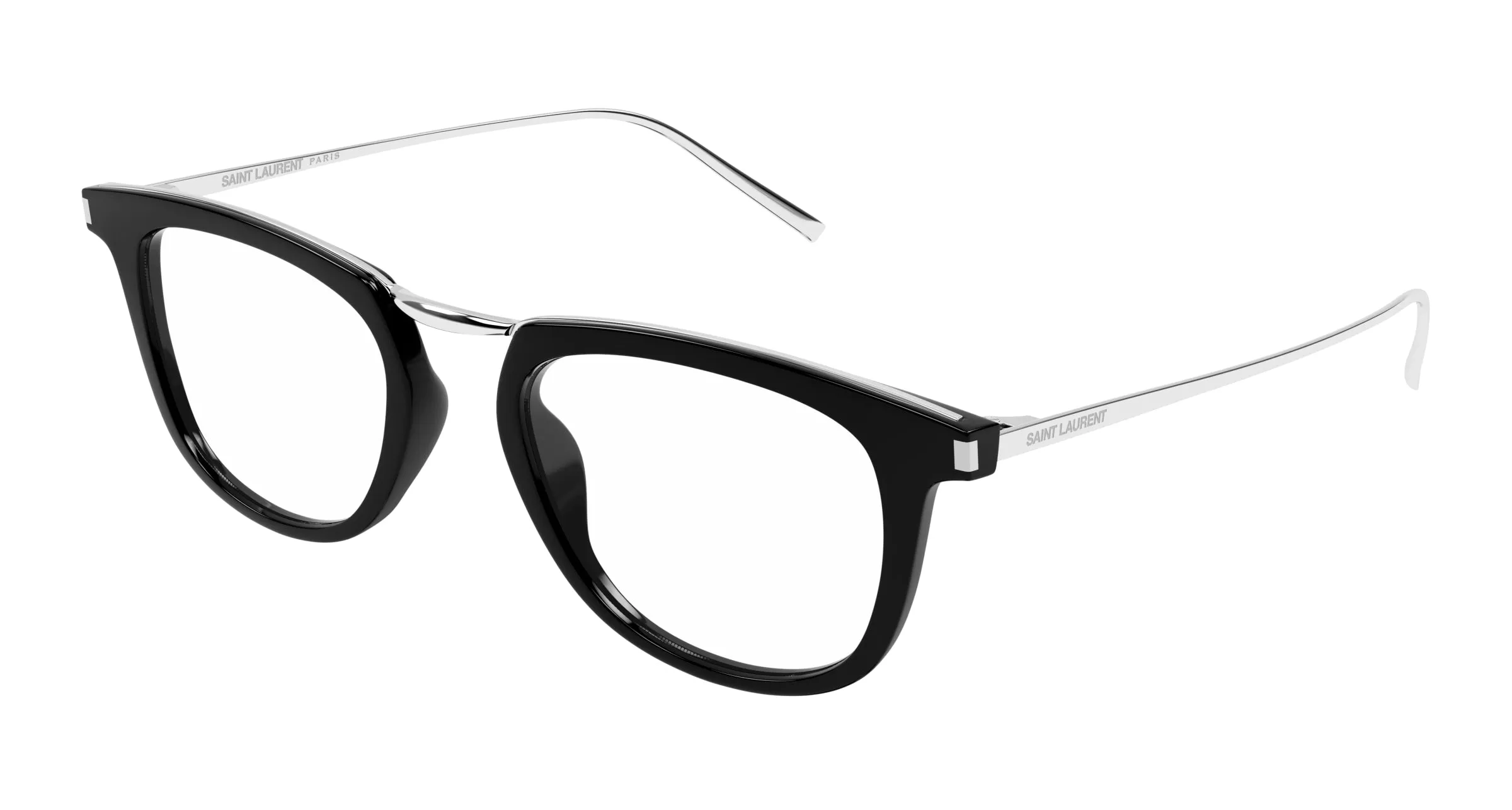 SAINT LAURENT SL 753 OPT 001 Montature da vista Acetato Nero Trasparente Rotonda - immagine 1