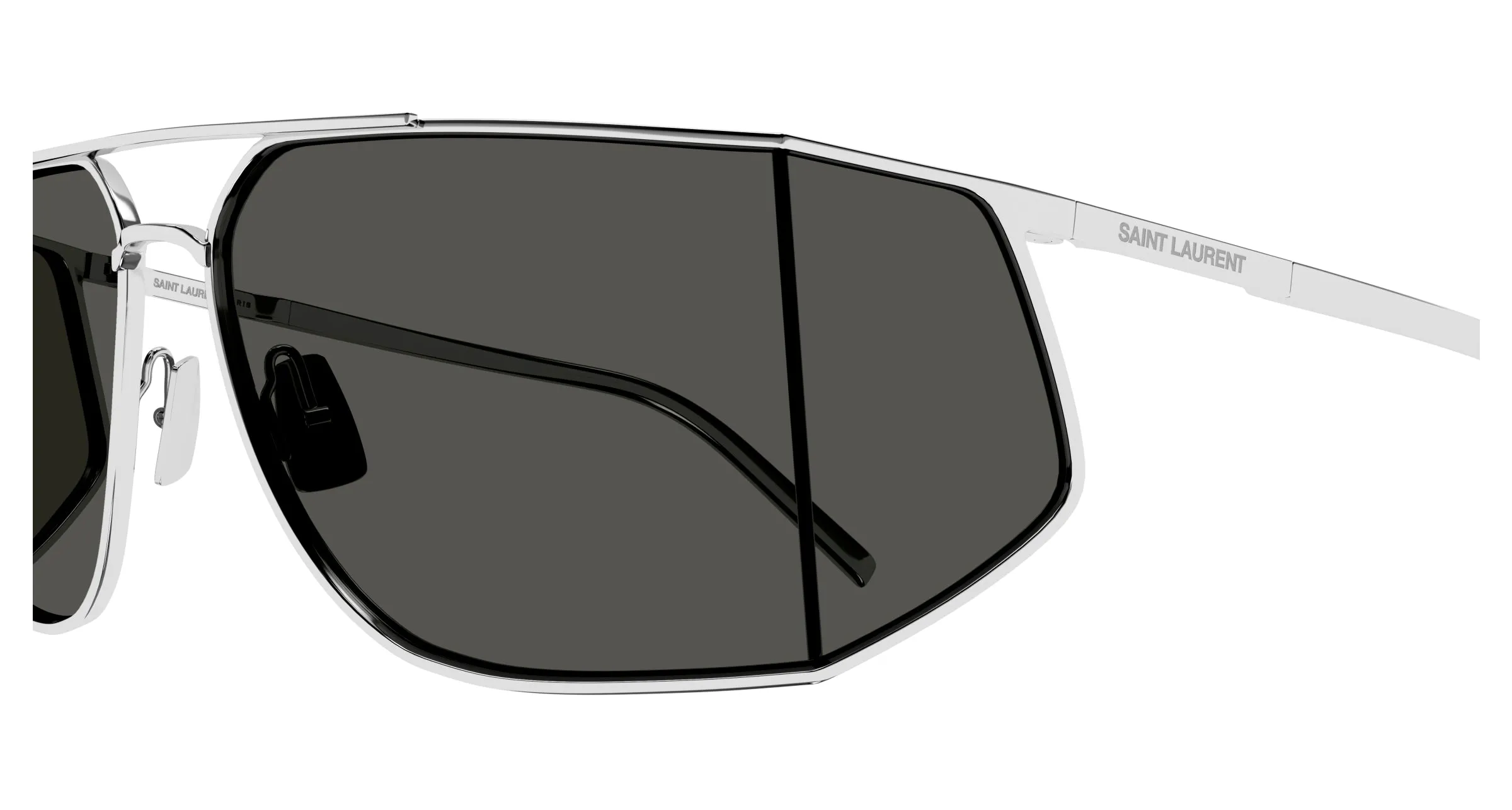 SAINT LAURENT SL 750 002 Occhiali da sole Metallo Argento Grigio Squadrata - immagine 3