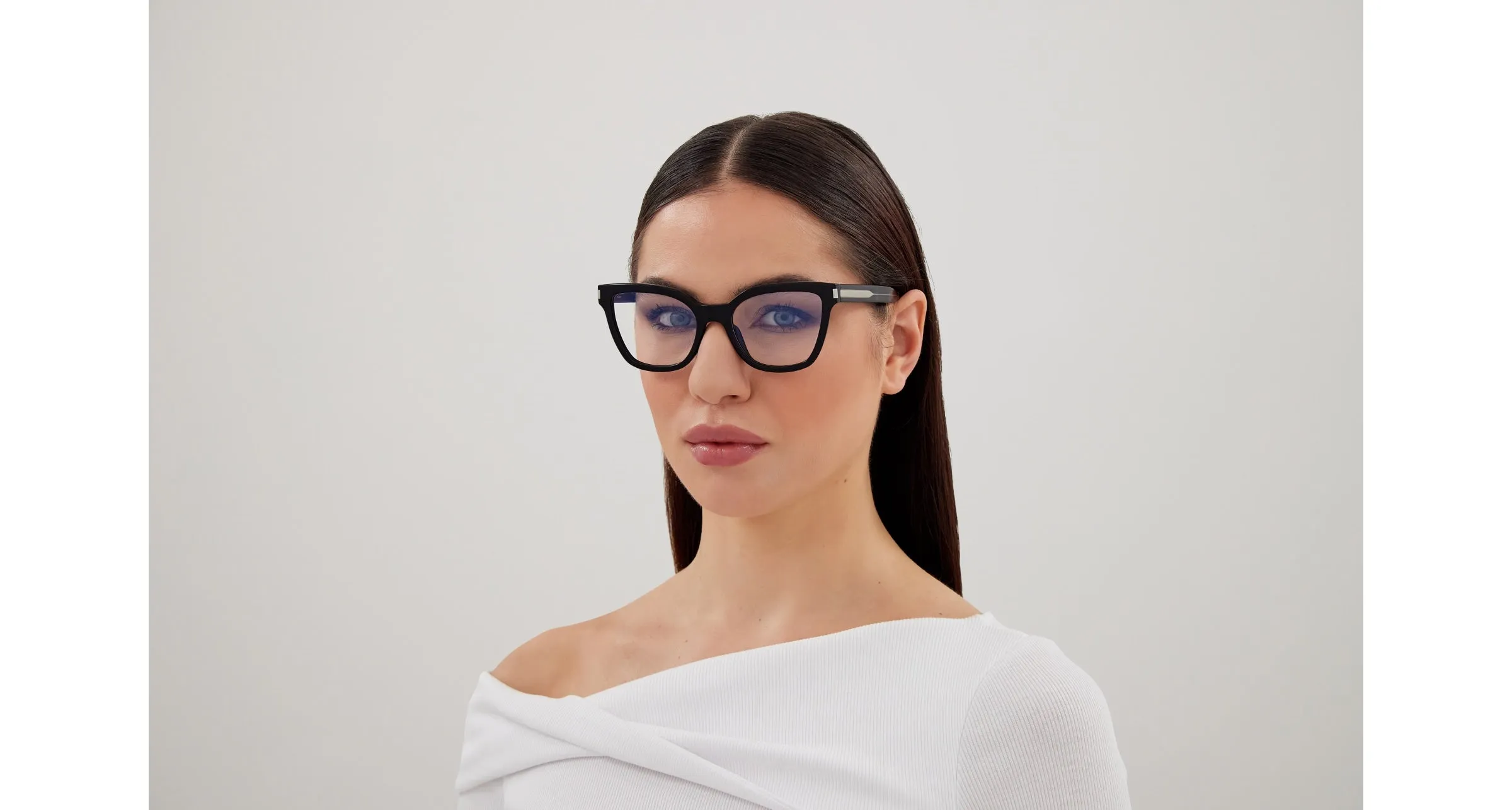 SAINT LAURENT SL 748 001 Montature da vista Acetato Nero Trasparente Cat Eye ["Antiriflesso"] - immagine 4