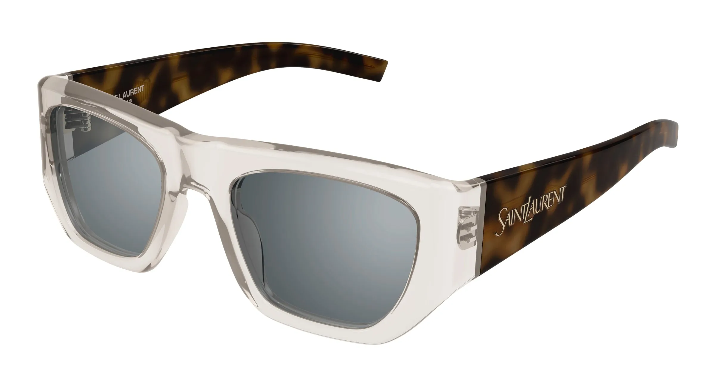 SAINT LAURENT SL 740 003 Occhiali da sole Acetato Beige Argento Squadrata - immagine 1