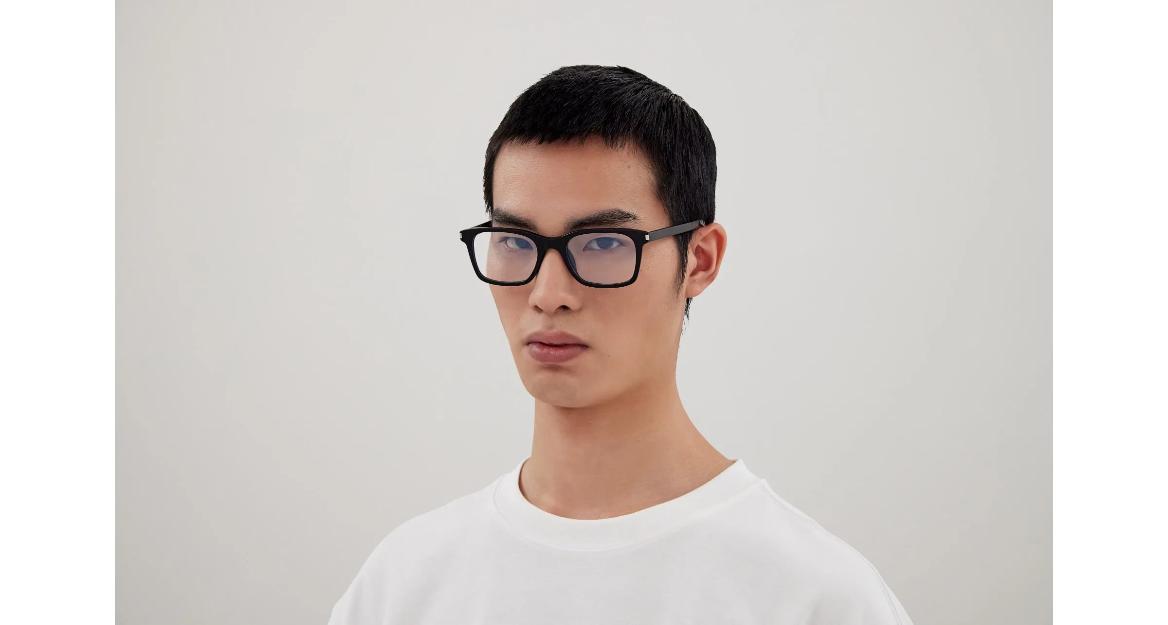 SAINT LAURENT SL 718 SLIM 001 Montature da vista Acetato Nero Trasparente Squadrata ["Antiriflesso"] - immagine 4