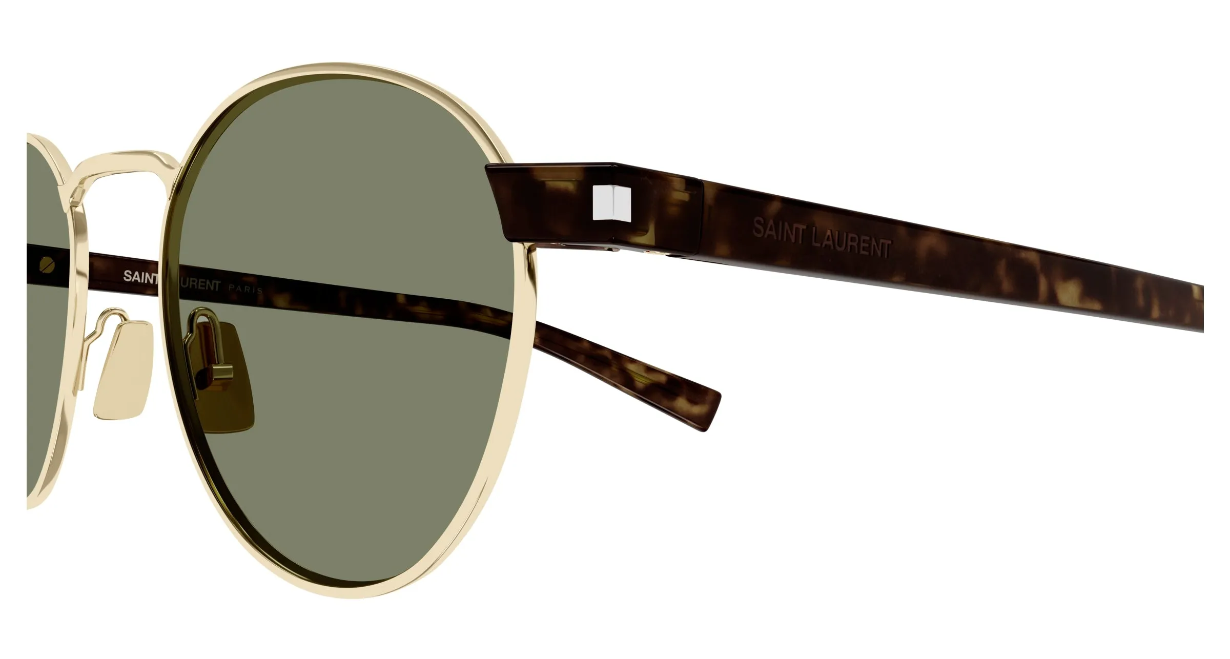 SAINT LAURENT SL 707 002 Occhiali da sole Metallo Oro Verde Rotonda - immagine 3