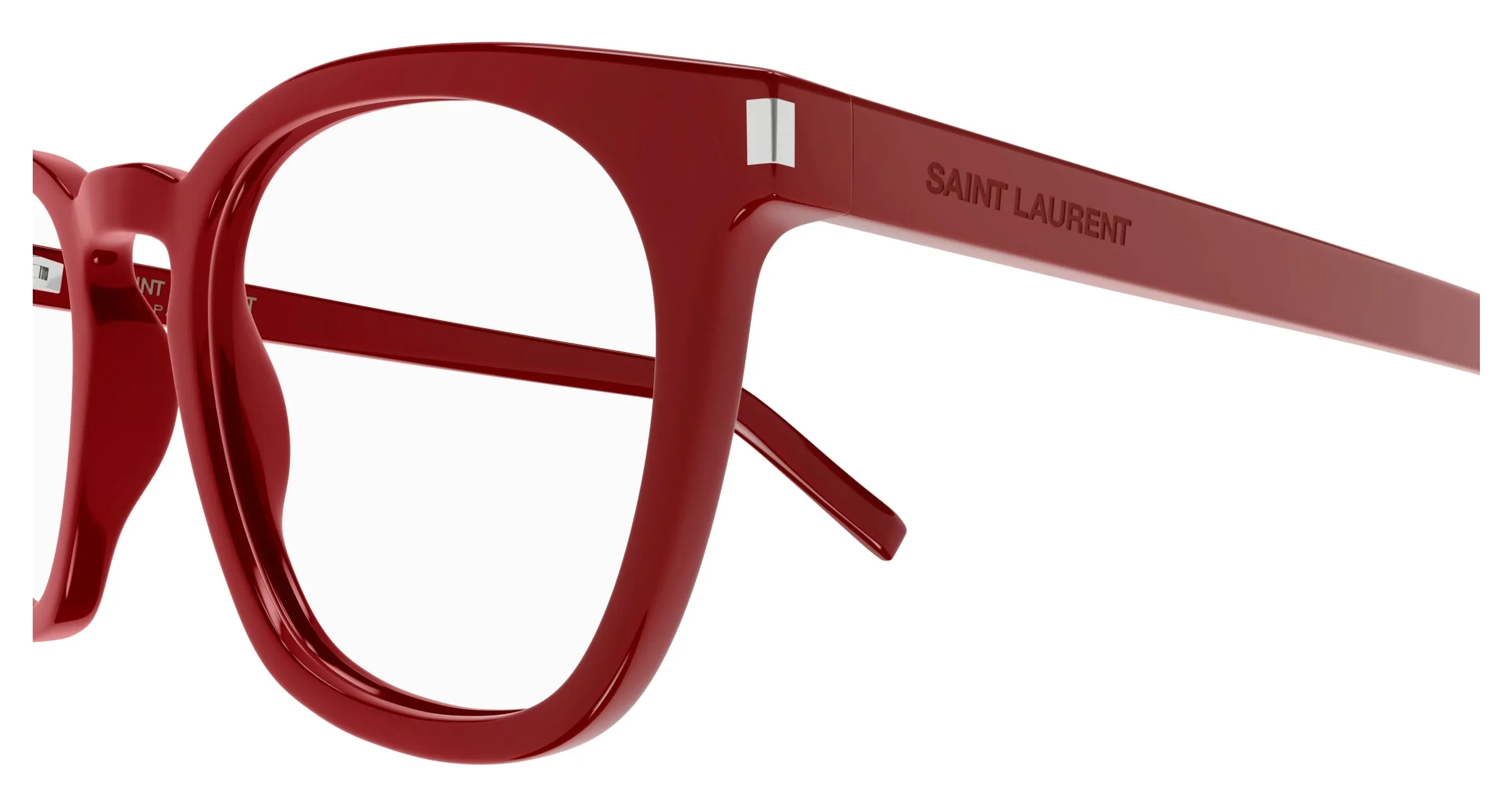 SAINT LAURENT SL 28 OPT 011 Montature da vista Acetato Rosso Trasparente Rotonda - immagine 3