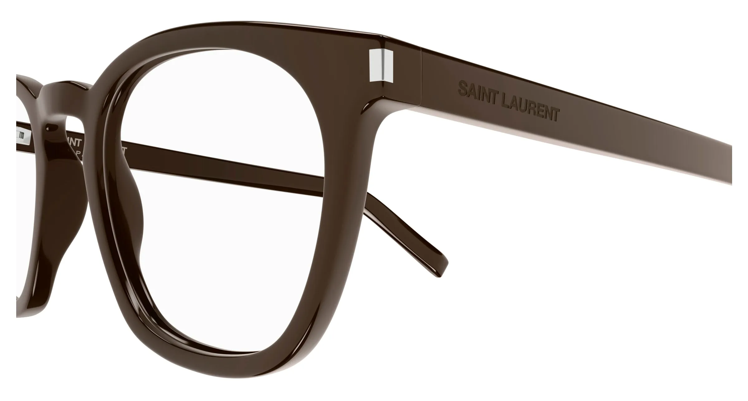SAINT LAURENT SL 28 OPT 009 Montature da vista Acetato Marrone Trasparente Rotonda - immagine 3
